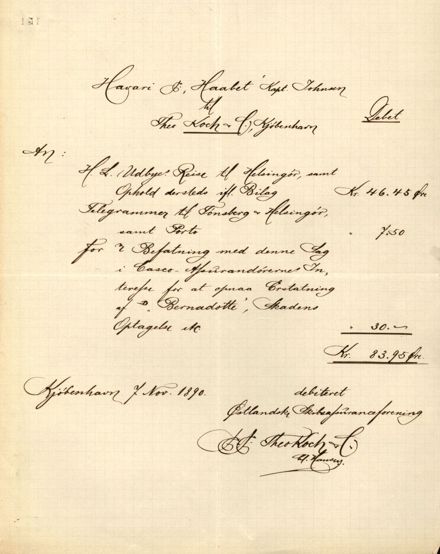 Pa 63 - Østlandske skibsassuranceforening, VEMU/A-1079/G/Ga/L0025/0004: Havaridokumenter / Imanuel, Hefhi, Guldregn, Haabet, Harald, Windsor, 1890, p. 62