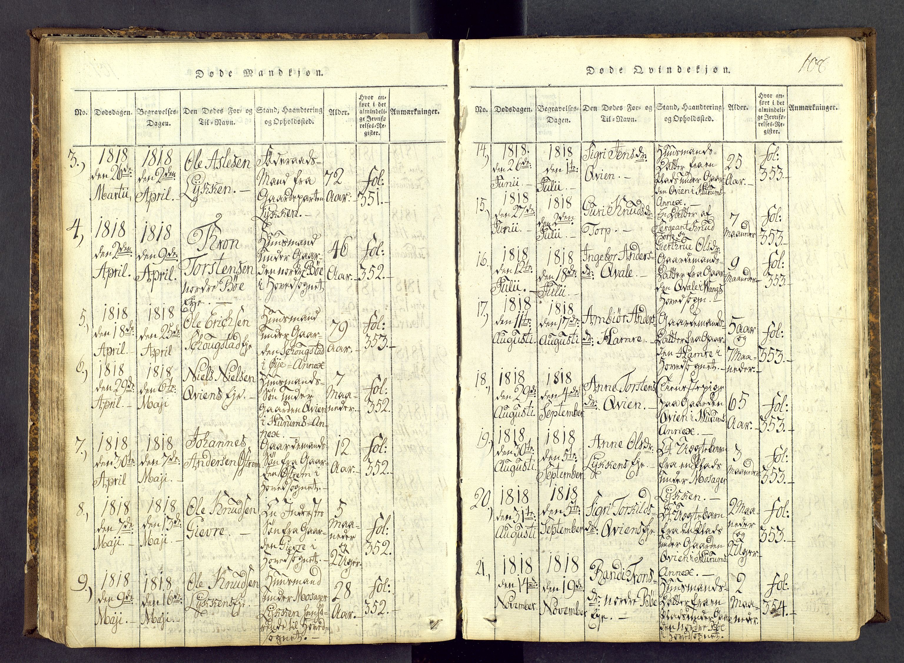 Vang prestekontor, Valdres, SAH/PREST-140/H/Ha/L0004: Parish register (official) no. 4, 1814-1831, p. 108
