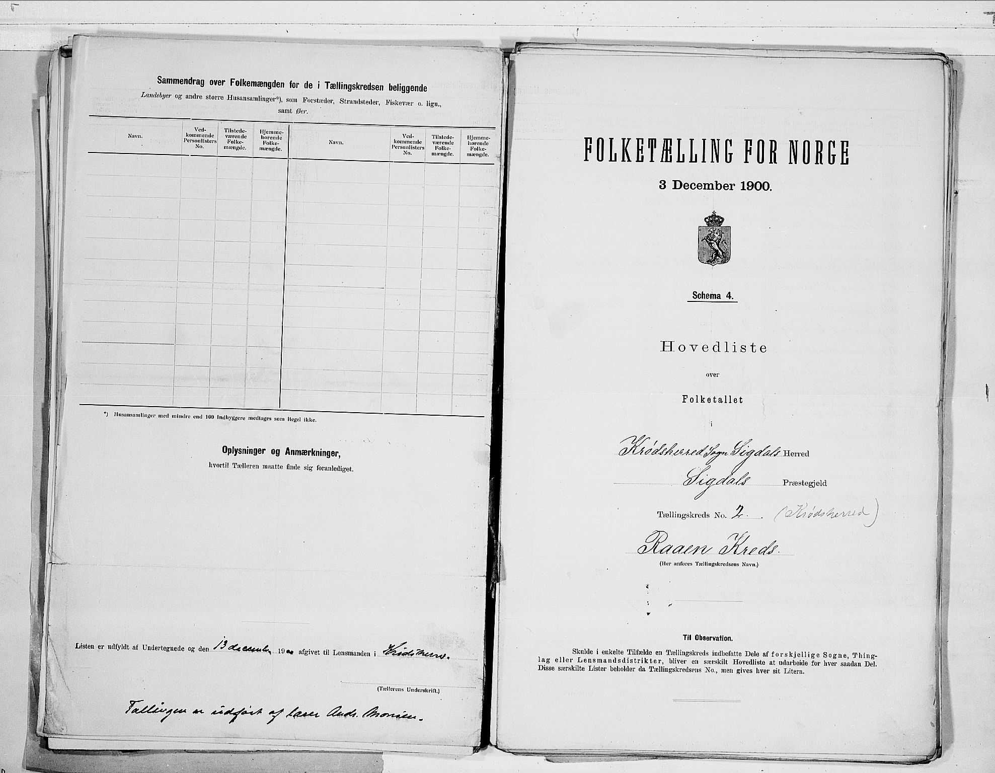 RA, 1900 census for Sigdal, 1900, p. 12