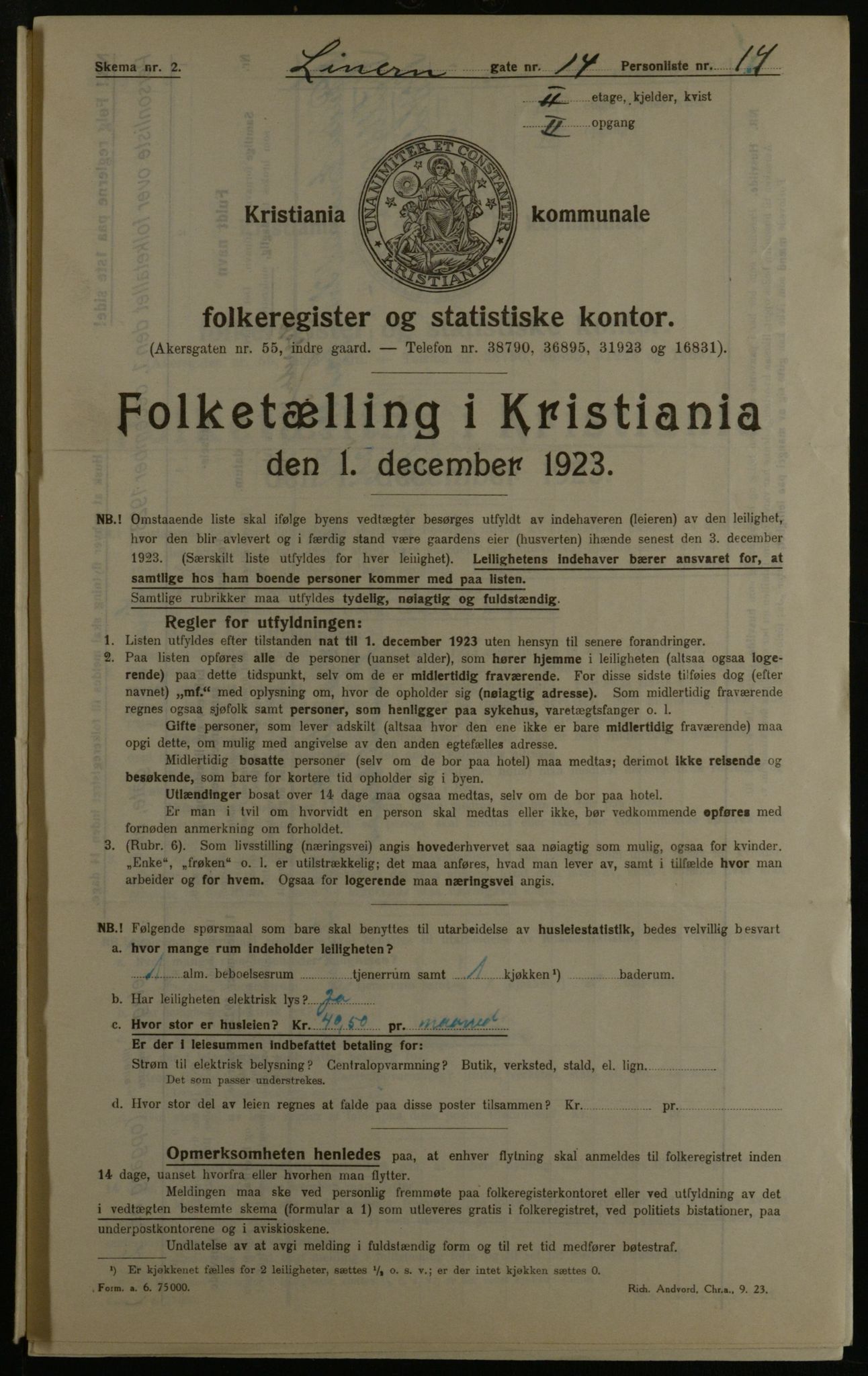 OBA, Municipal Census 1923 for Kristiania, 1923, p. 64185