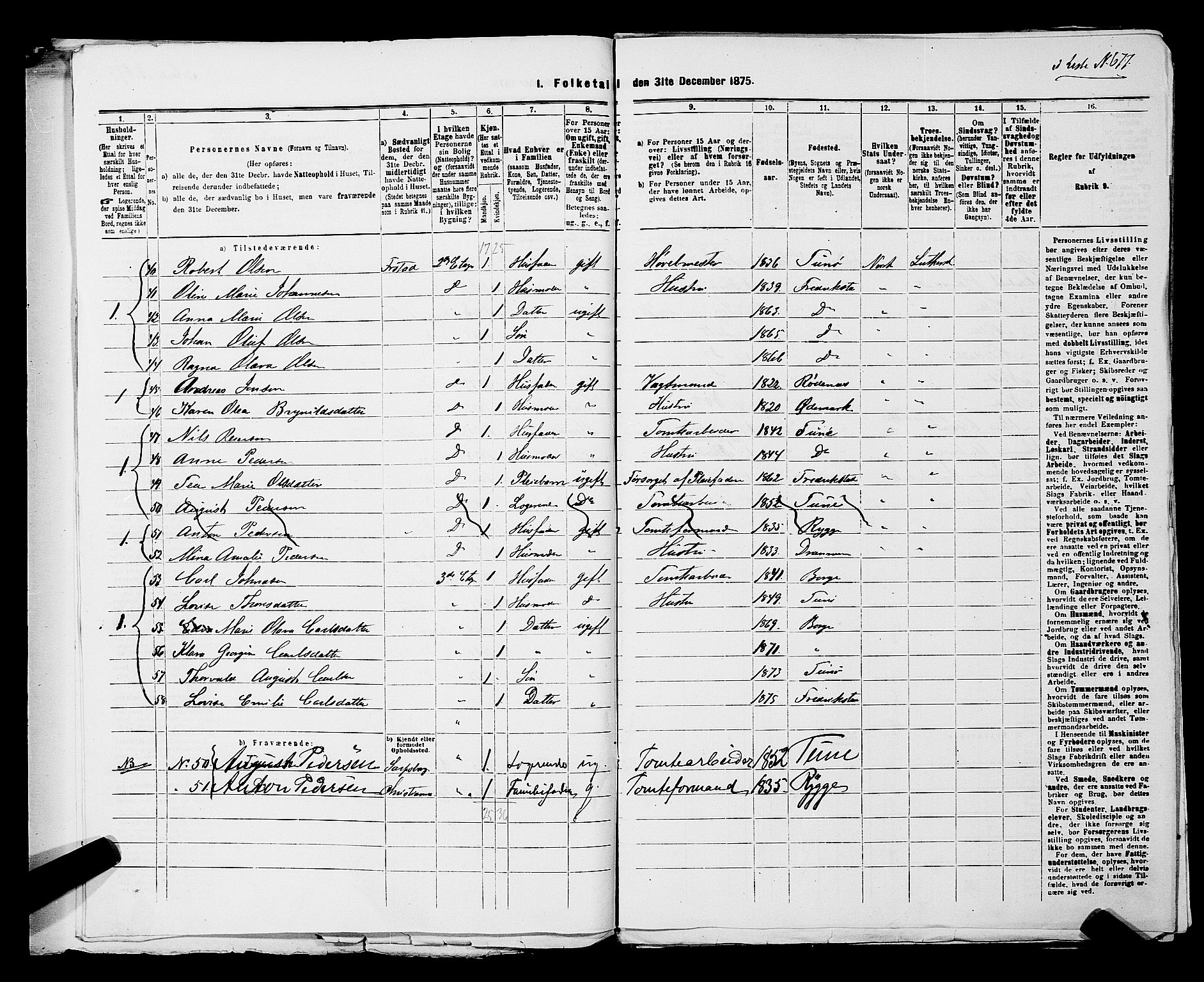 RA, 1875 census for 0103B Fredrikstad/Fredrikstad, 1875, p. 1536