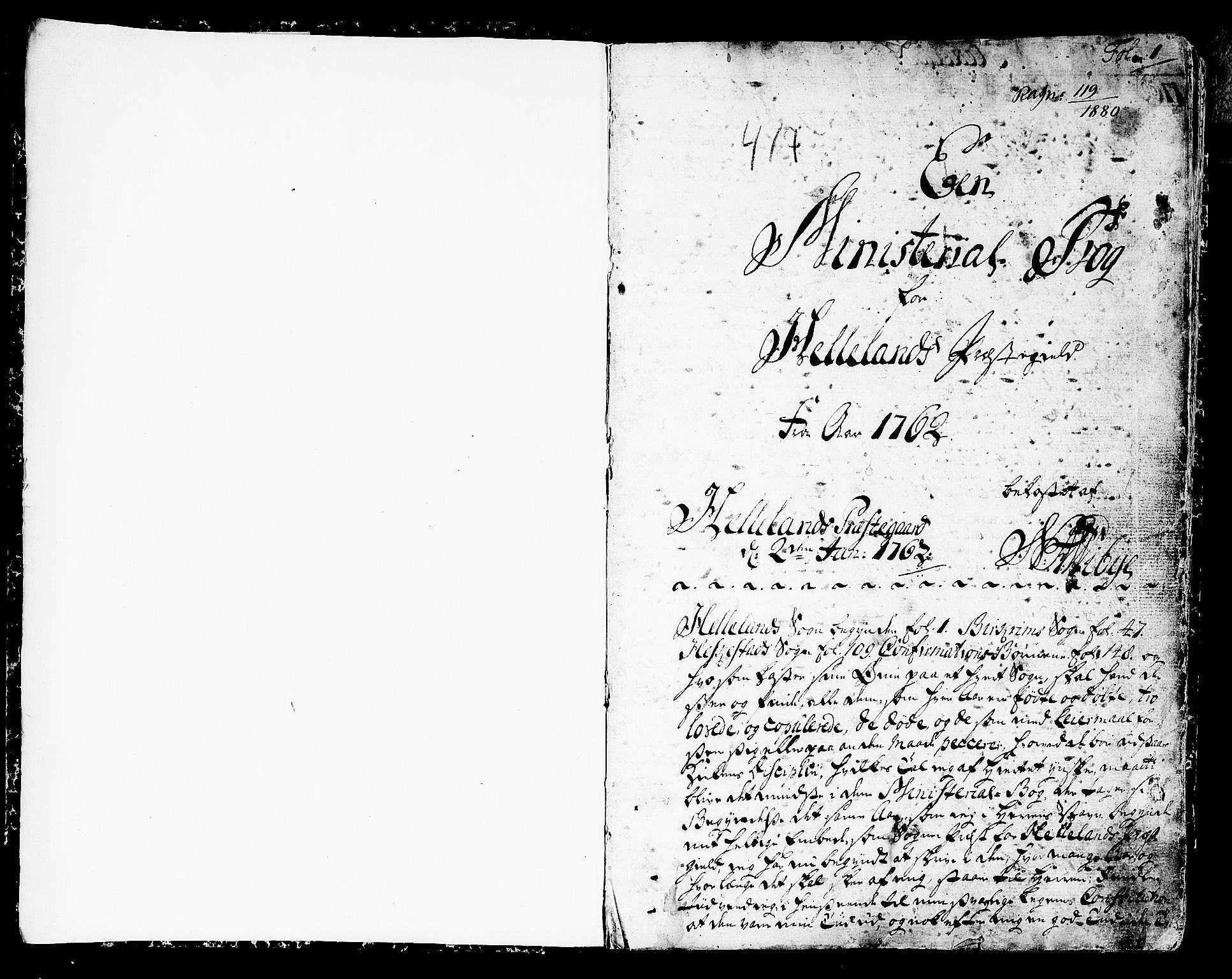 Helleland sokneprestkontor, SAST/A-101810: Parish register (official) no. A 2 /3, 1762-1791, p. 1