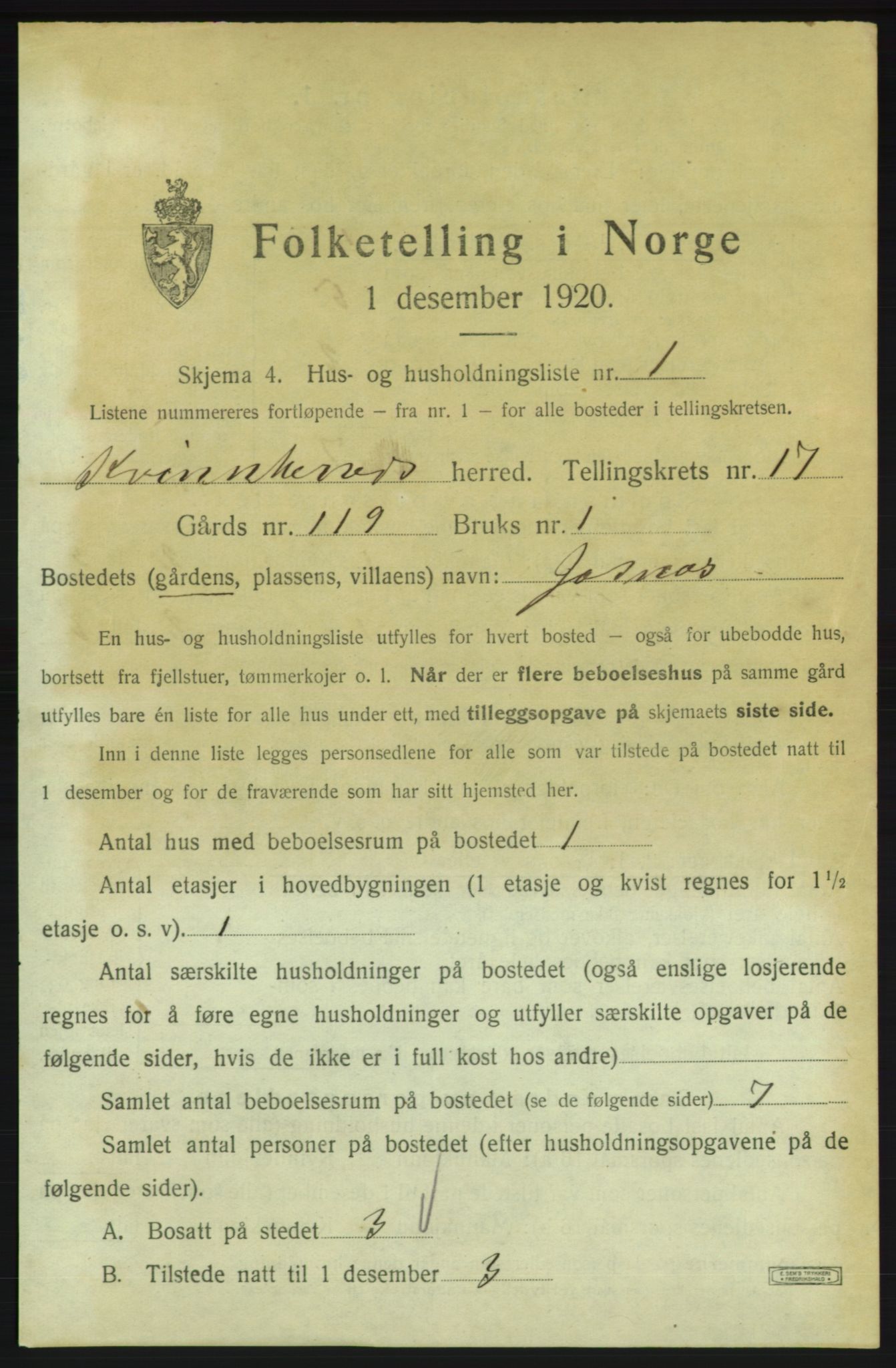 SAB, 1920 census for Kvinnherad, 1920, p. 2370