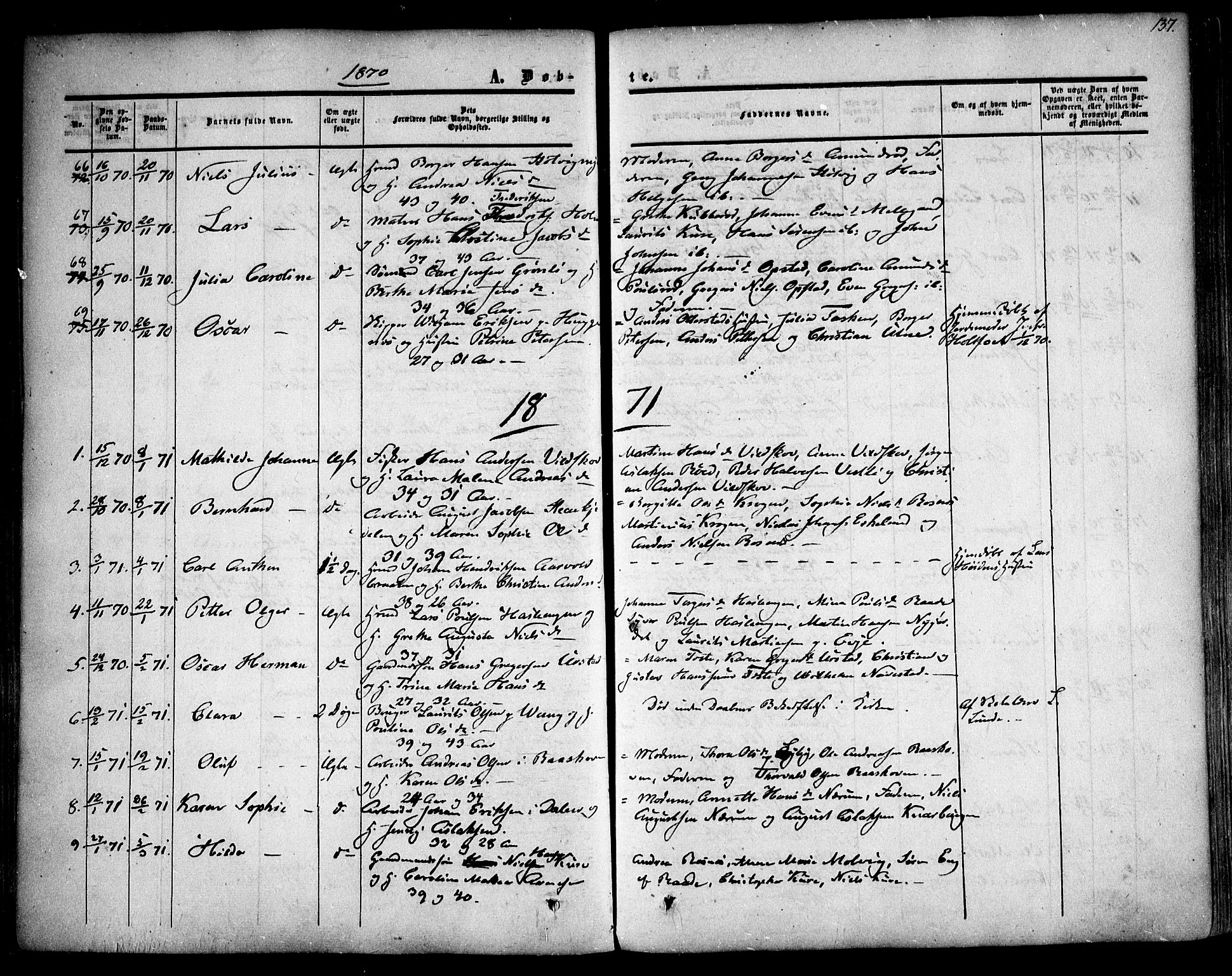 Rygge prestekontor Kirkebøker, AV/SAO-A-10084b/F/Fa/L0005: Parish register (official) no. 5, 1852-1871, p. 137