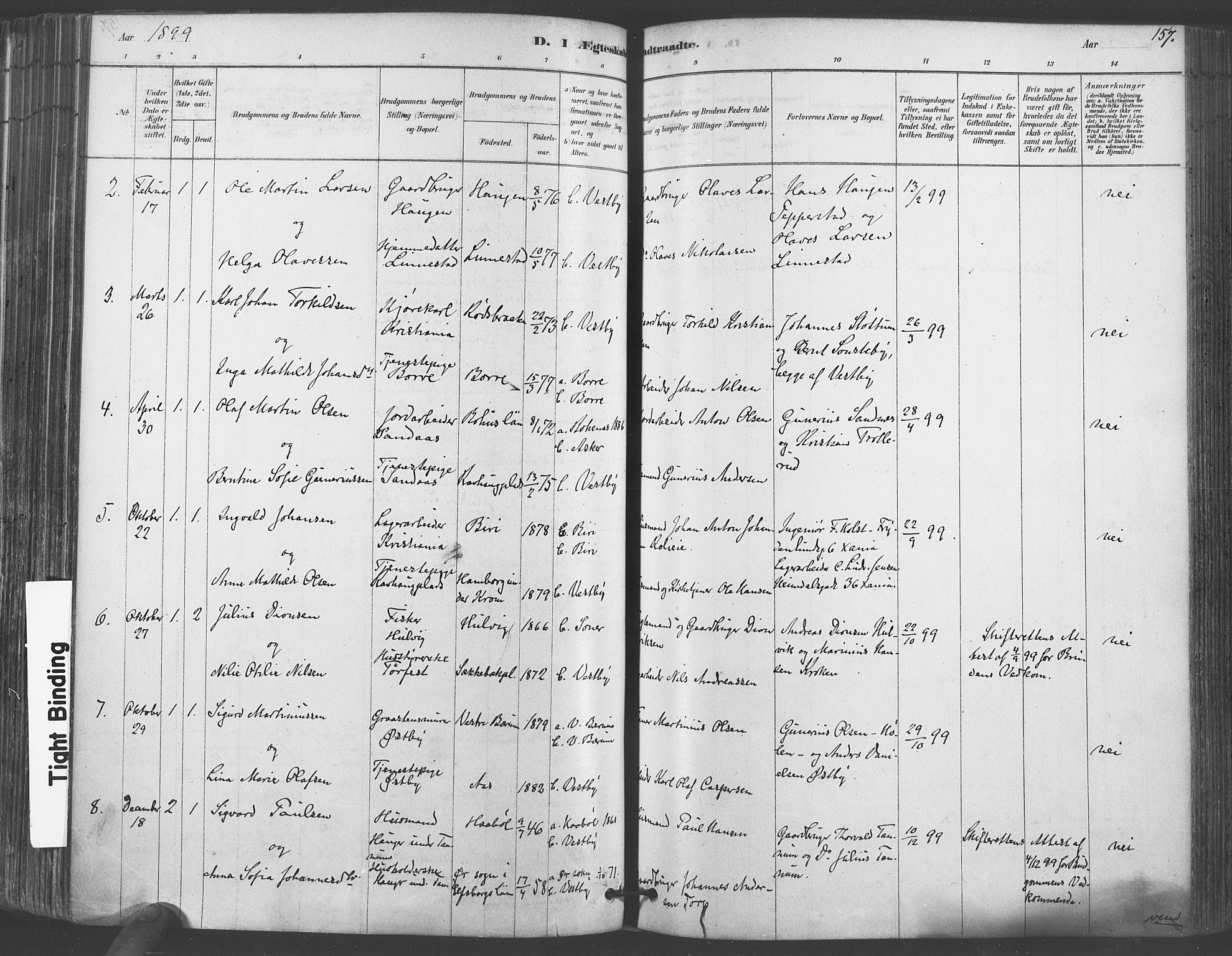 Vestby prestekontor Kirkebøker, SAO/A-10893/F/Fa/L0009: Parish register (official) no. I 9, 1878-1900, p. 157