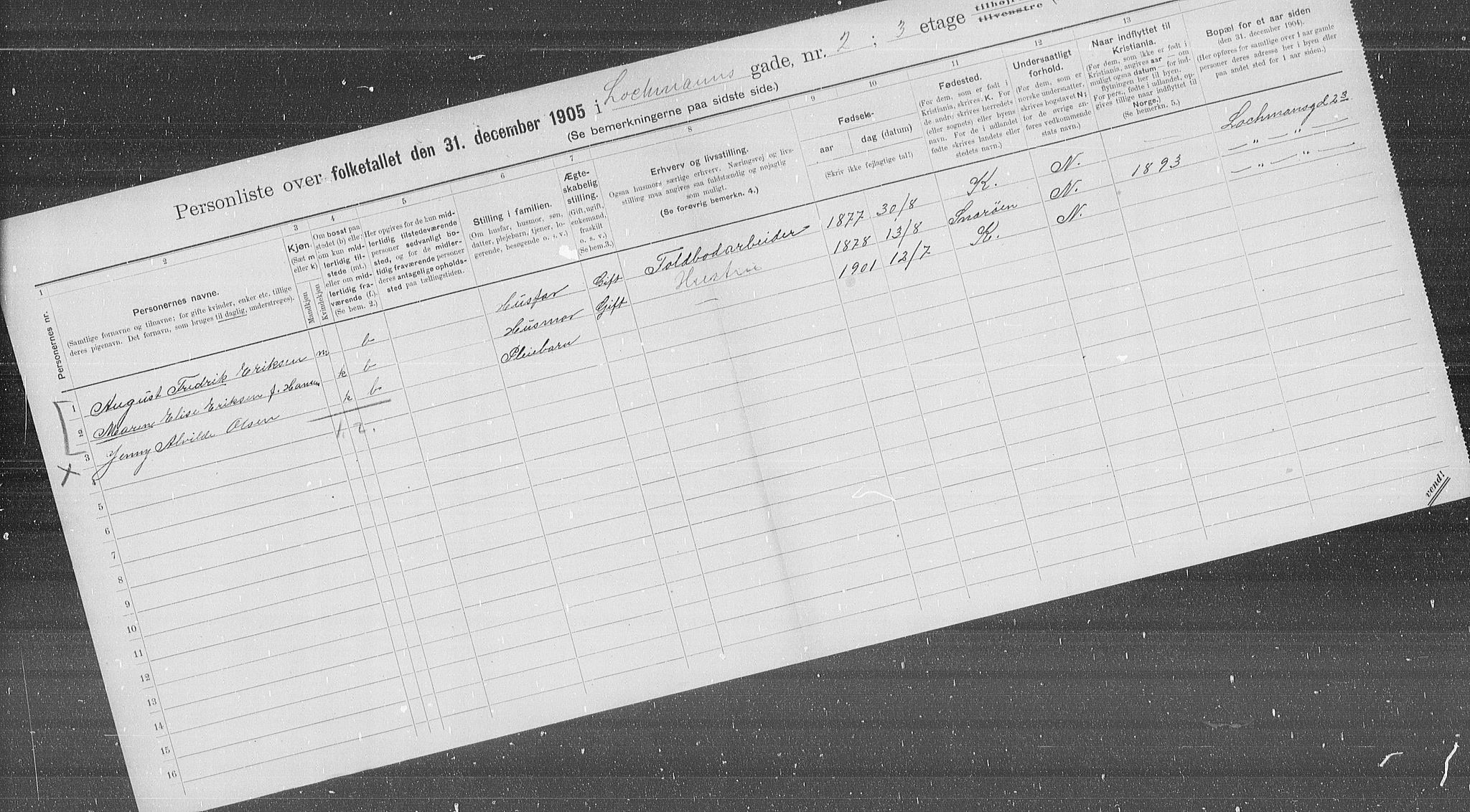 OBA, Municipal Census 1905 for Kristiania, 1905, p. 30614