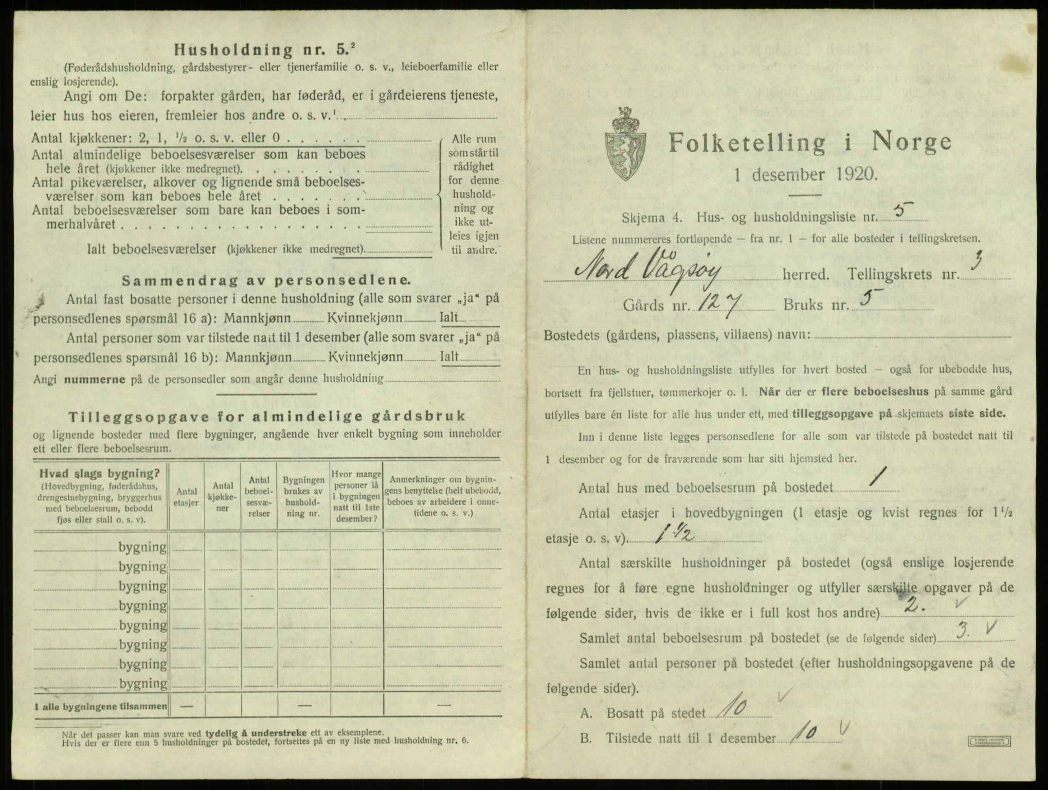 SAB, 1920 census for Nord-Vågsøy, 1920, p. 126