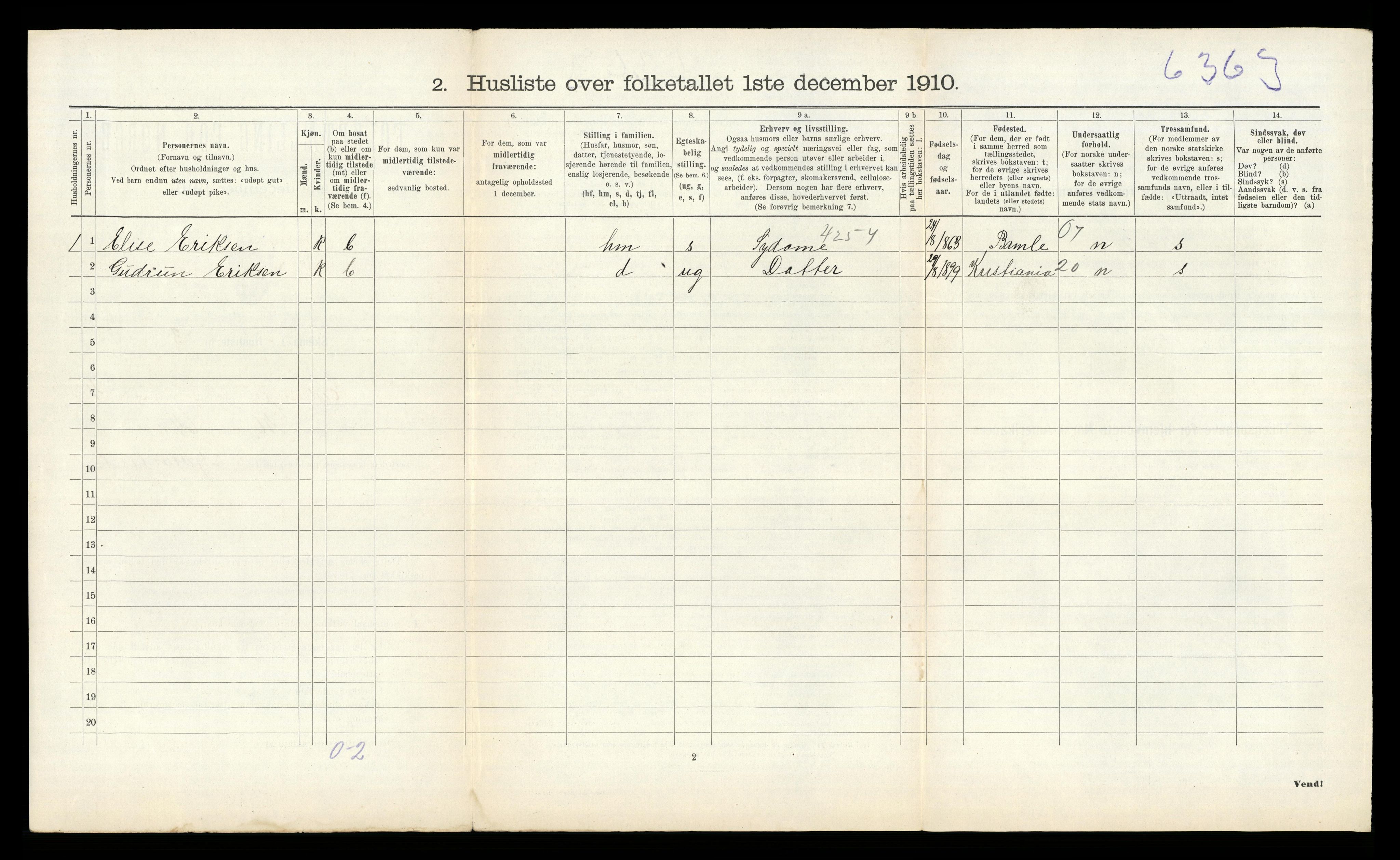 RA, 1910 census for Eidanger, 1910, p. 824