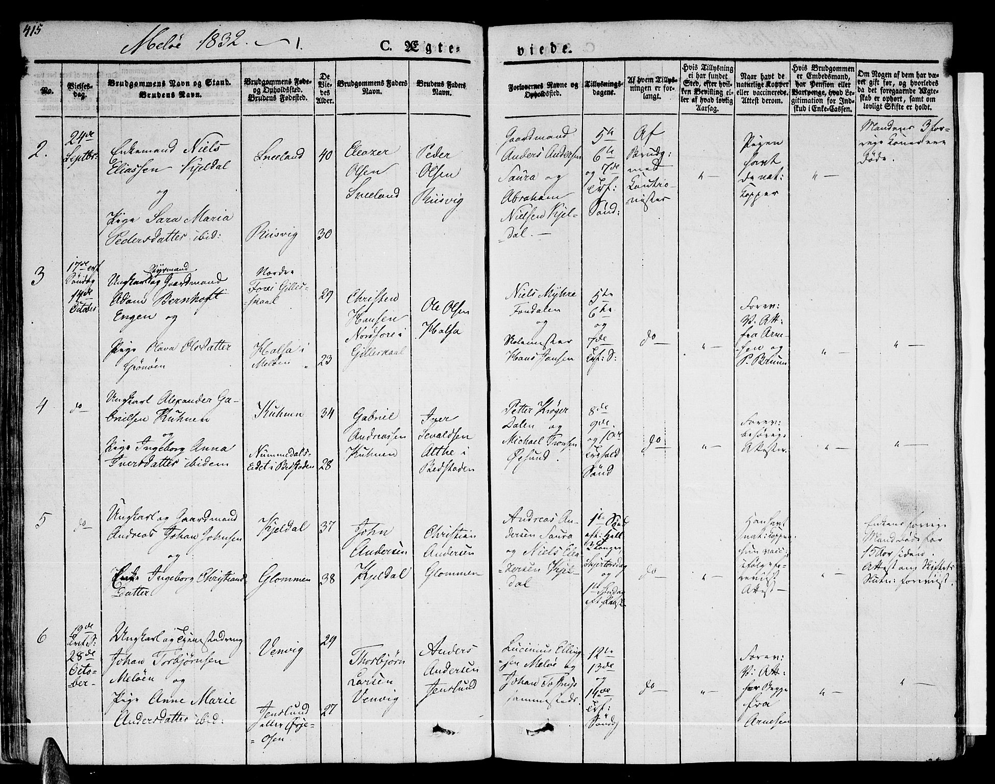 Ministerialprotokoller, klokkerbøker og fødselsregistre - Nordland, AV/SAT-A-1459/841/L0600: Parish register (official) no. 841A07 /2, 1824-1843, p. 415