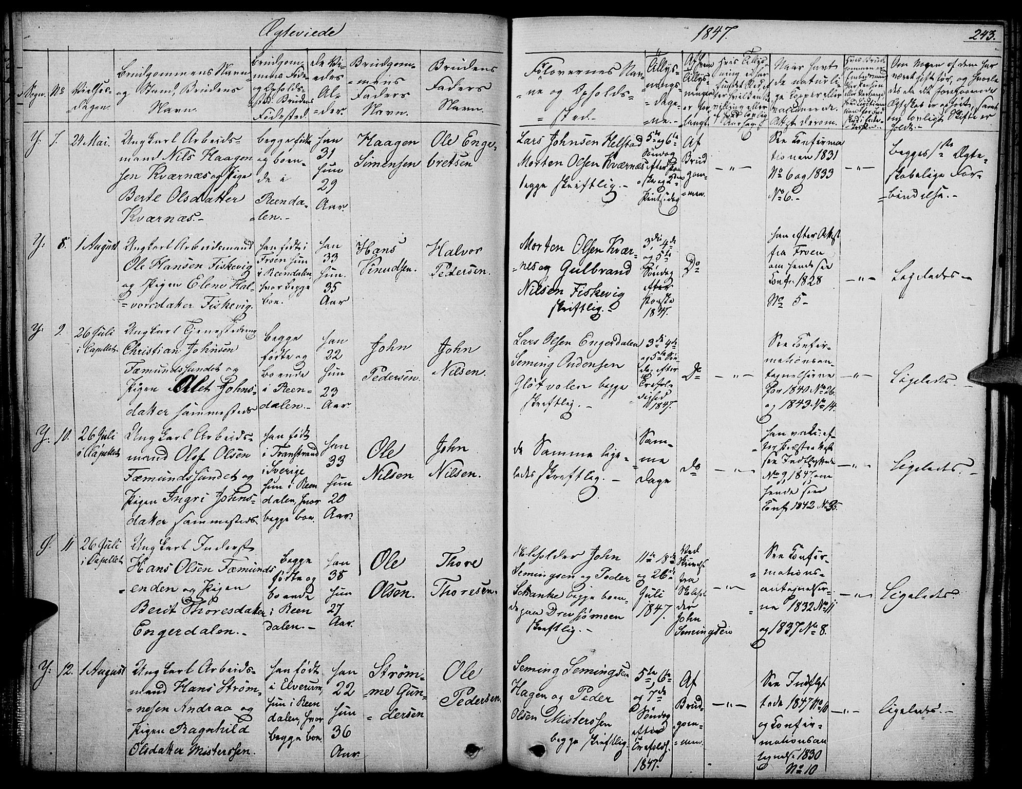 Rendalen prestekontor, AV/SAH-PREST-054/H/Ha/Haa/L0004: Parish register (official) no. 4, 1829-1852, p. 243