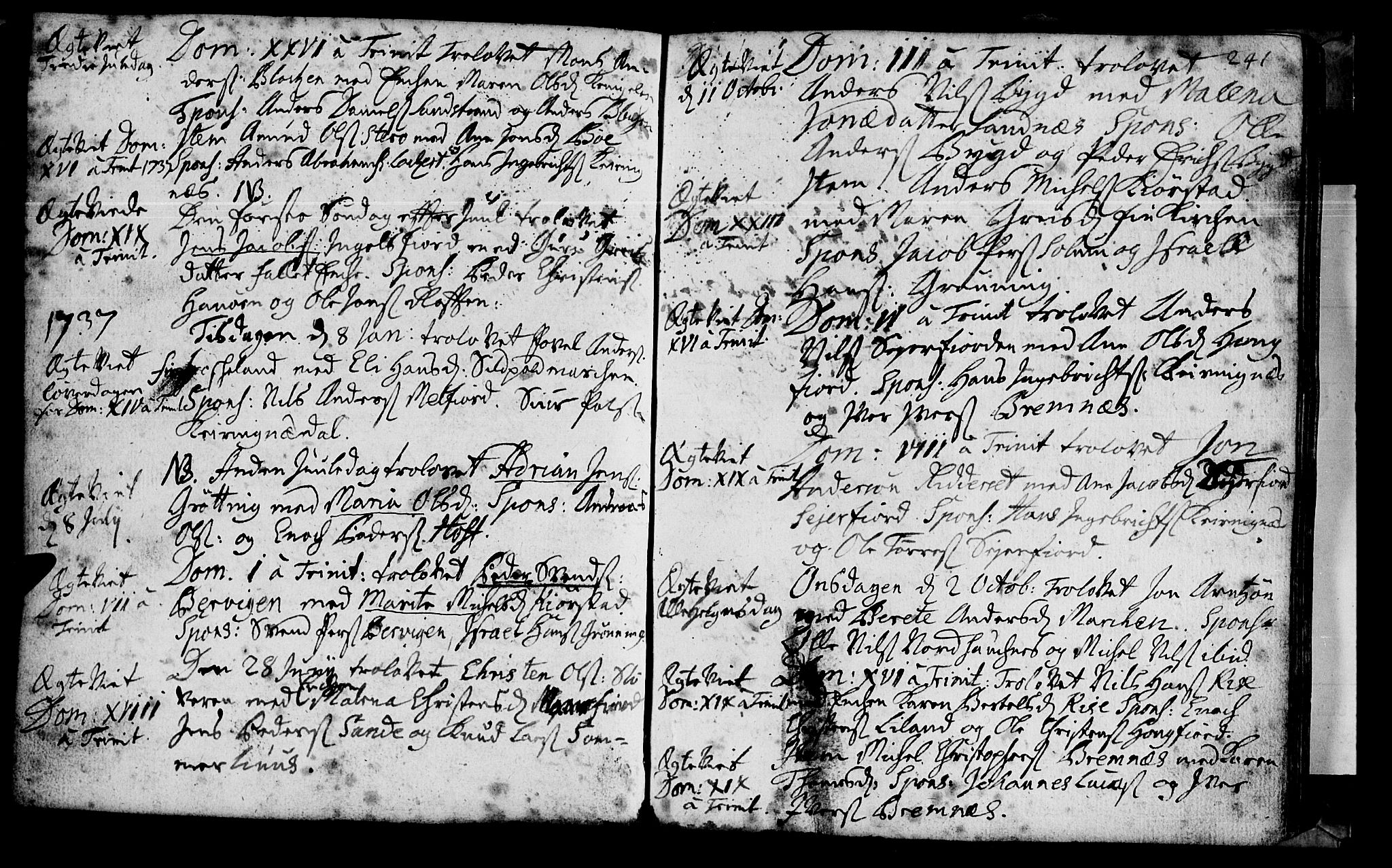 Ministerialprotokoller, klokkerbøker og fødselsregistre - Nordland, SAT/A-1459/888/L1231: Parish register (official) no. 888A01 /1, 1693-1738, p. 241