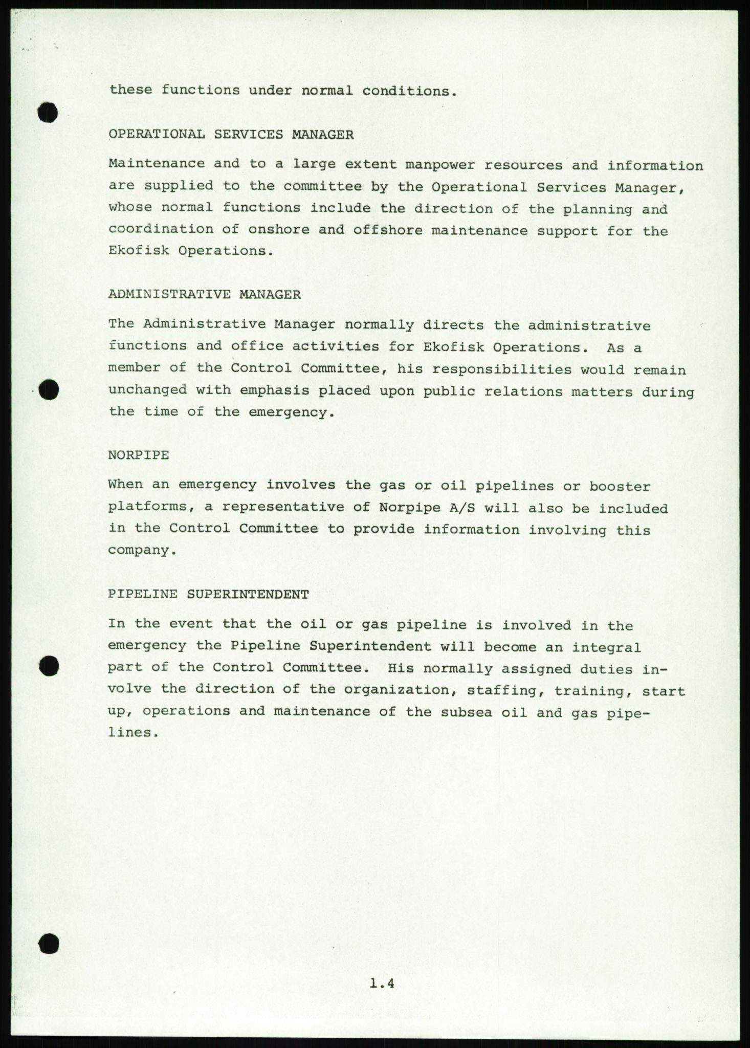 Justisdepartementet, Granskningskommisjonen ved Alexander Kielland-ulykken 27.3.1980, AV/RA-S-1165/D/L0016: O Beredskapsplaner (Doku.liste + O1-O3 av 3), 1980-1981, p. 12