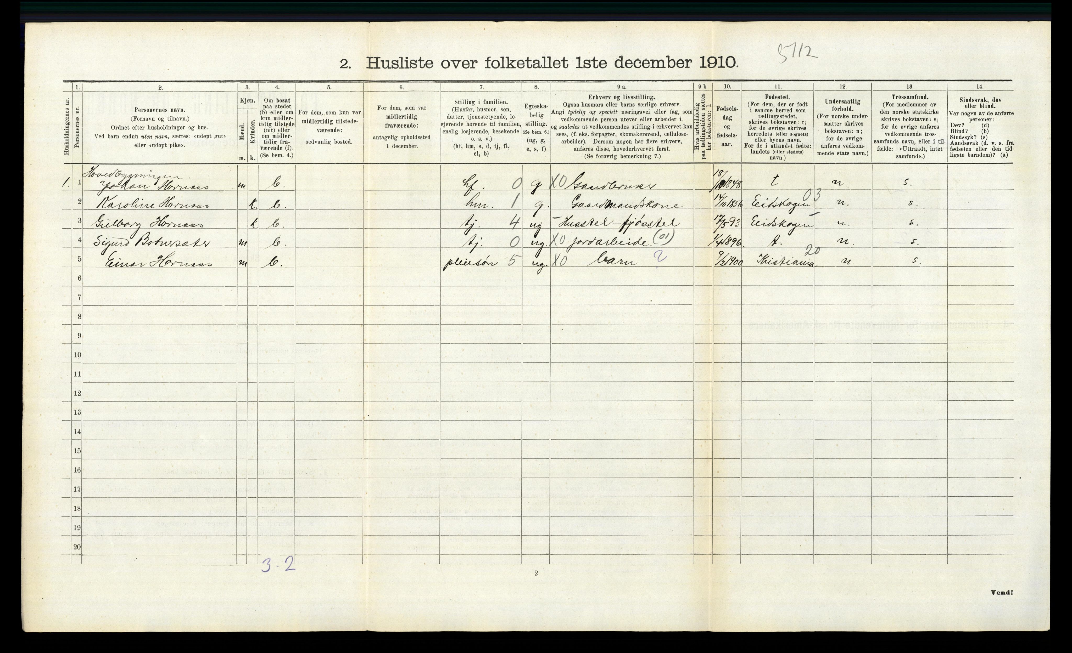 RA, 1910 census for Høland, 1910, p. 320