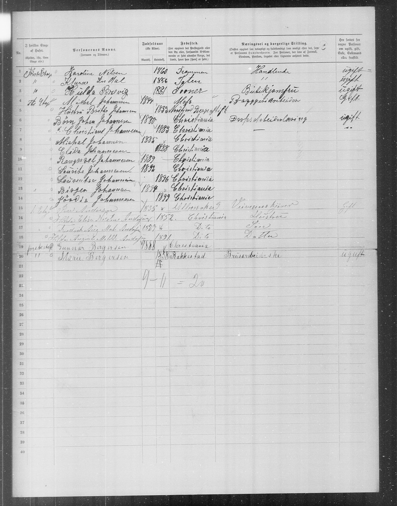 OBA, Municipal Census 1899 for Kristiania, 1899, p. 15328