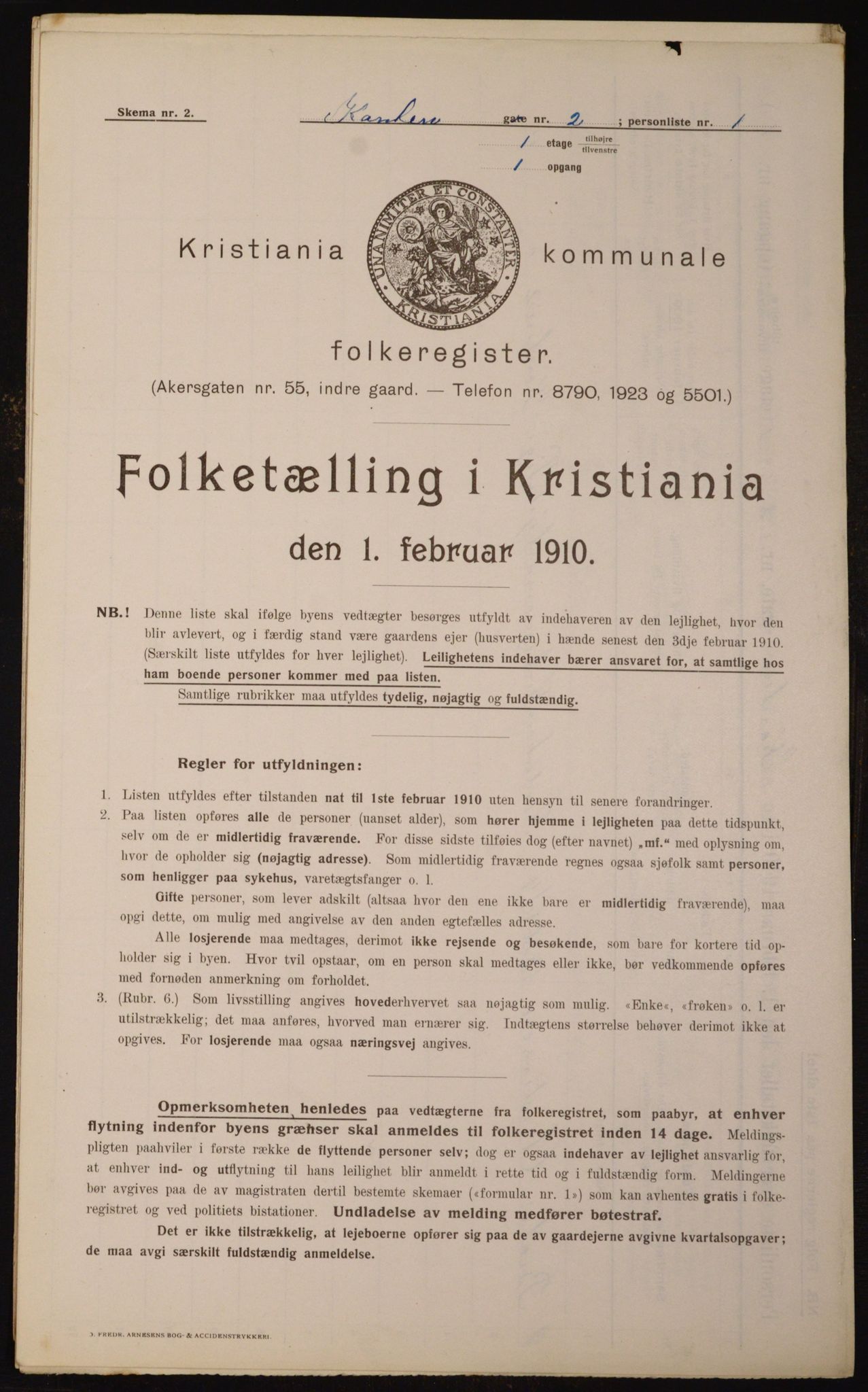 OBA, Municipal Census 1910 for Kristiania, 1910, p. 46743