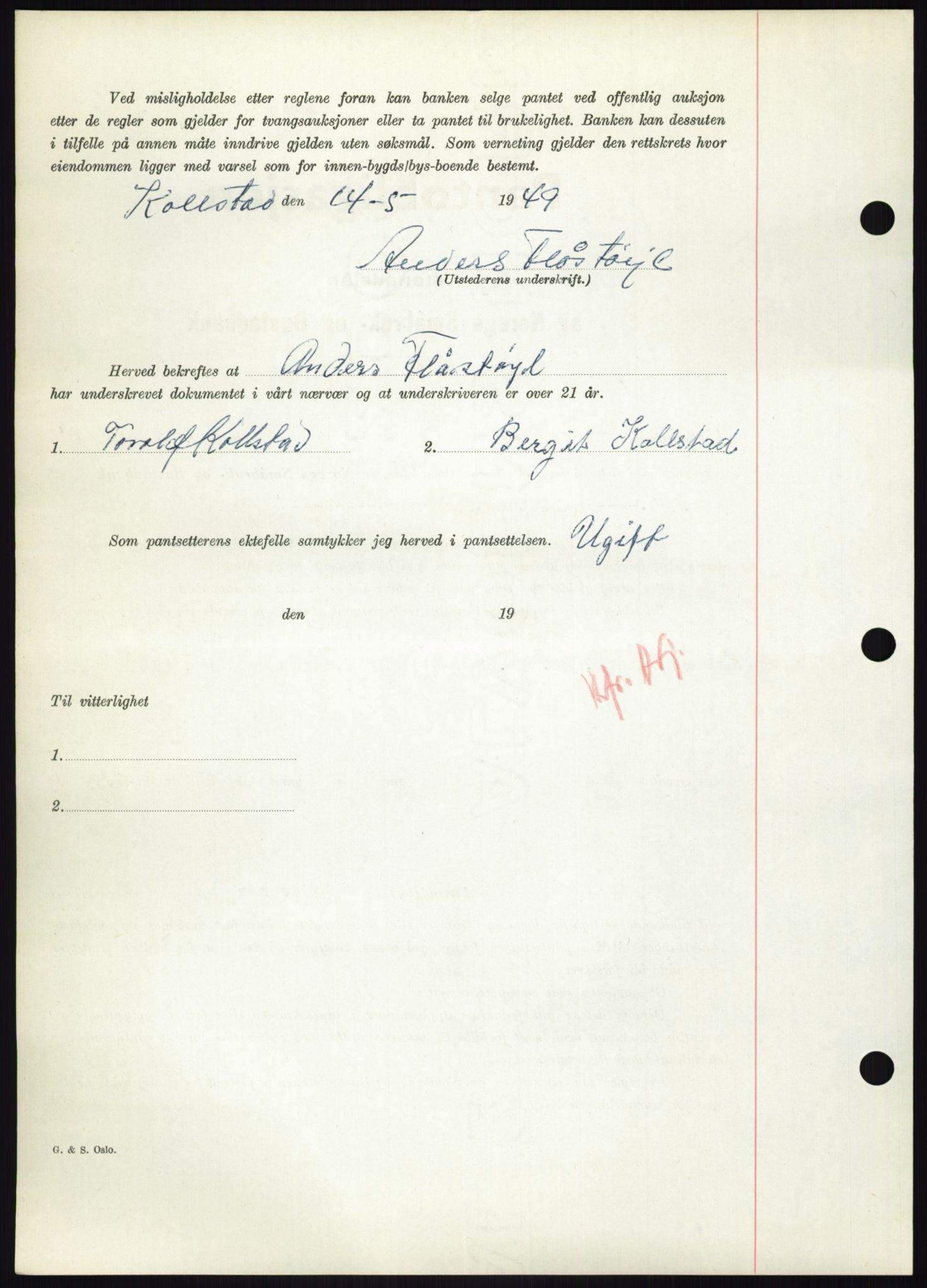 Nedenes sorenskriveri, SAK/1221-0006/G/Gb/Gbb/L0006: Mortgage book no. B6, 1948-1949, Diary no: : 773/1949