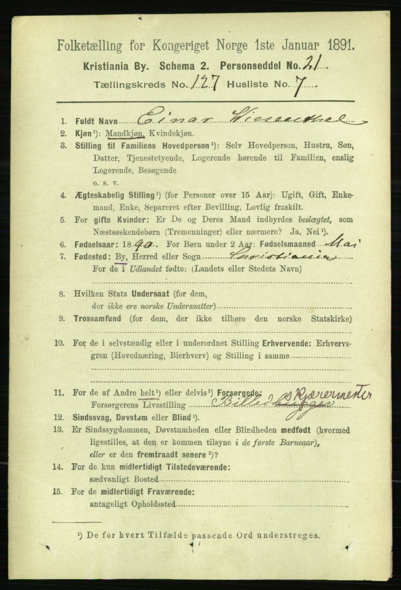 RA, 1891 census for 0301 Kristiania, 1891, p. 68075
