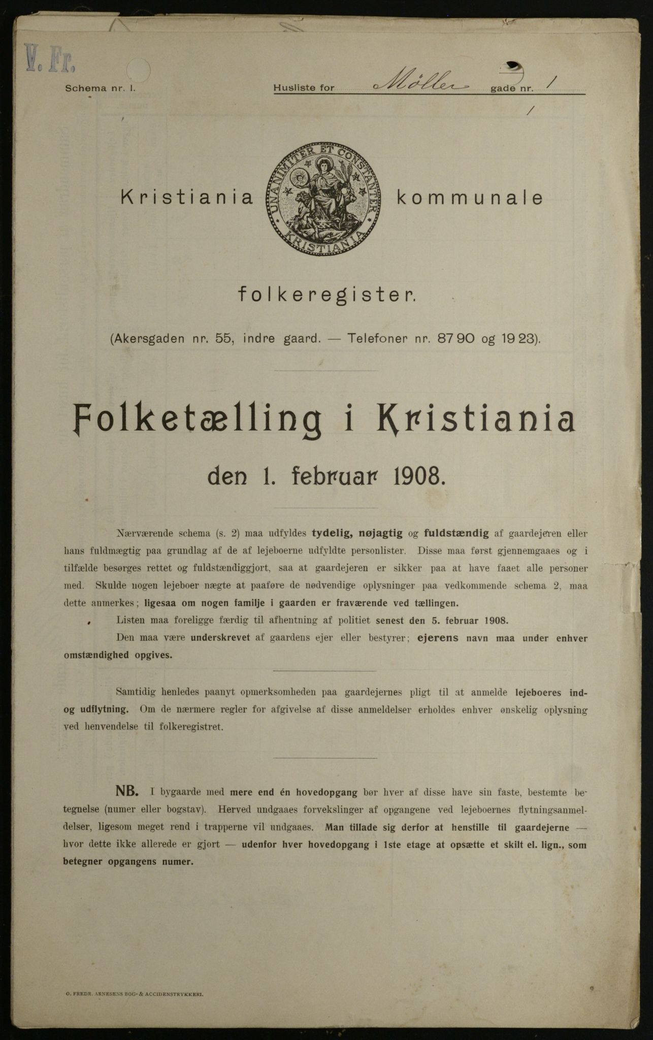 OBA, Municipal Census 1908 for Kristiania, 1908, p. 61191