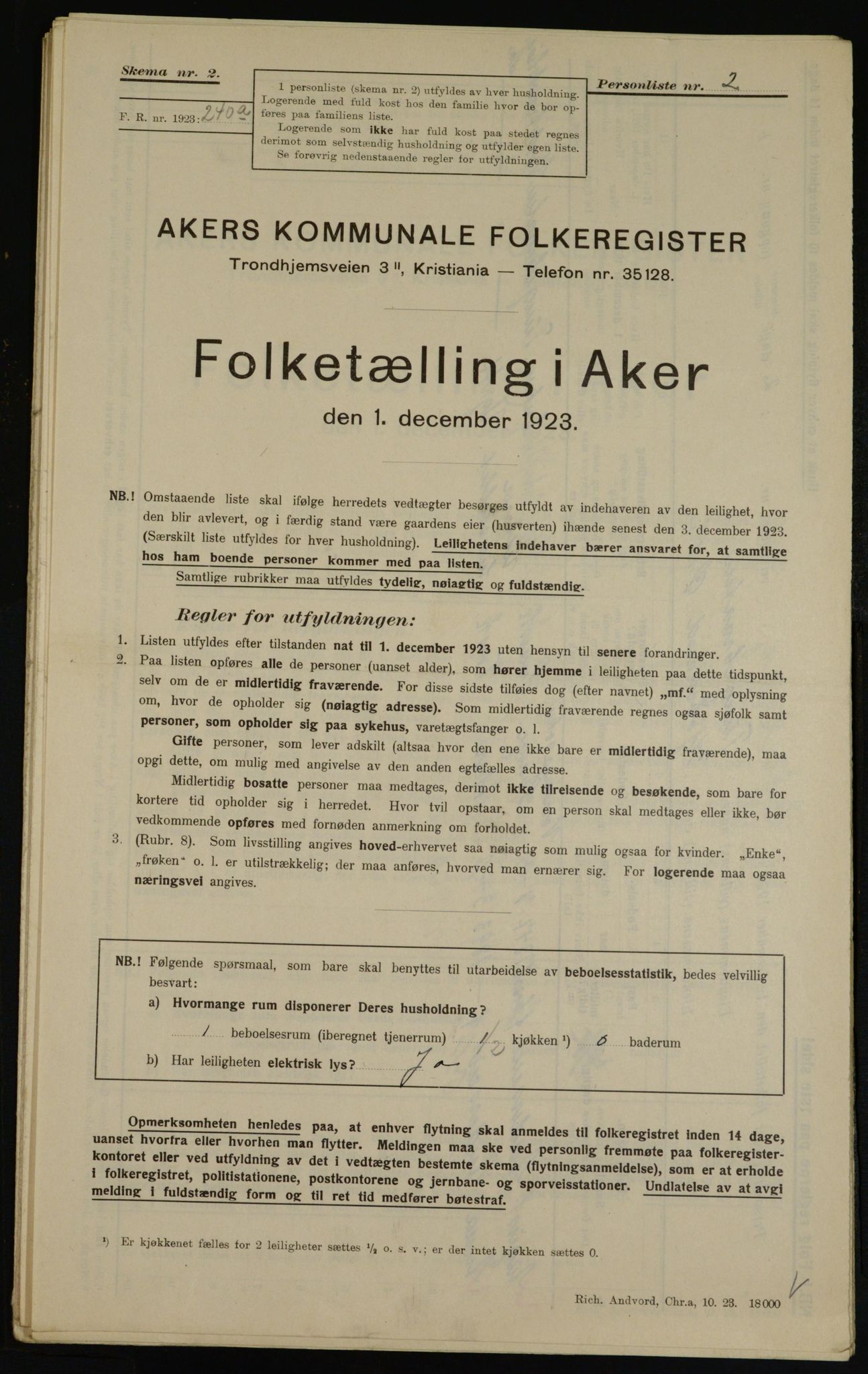 , Municipal Census 1923 for Aker, 1923, p. 38070