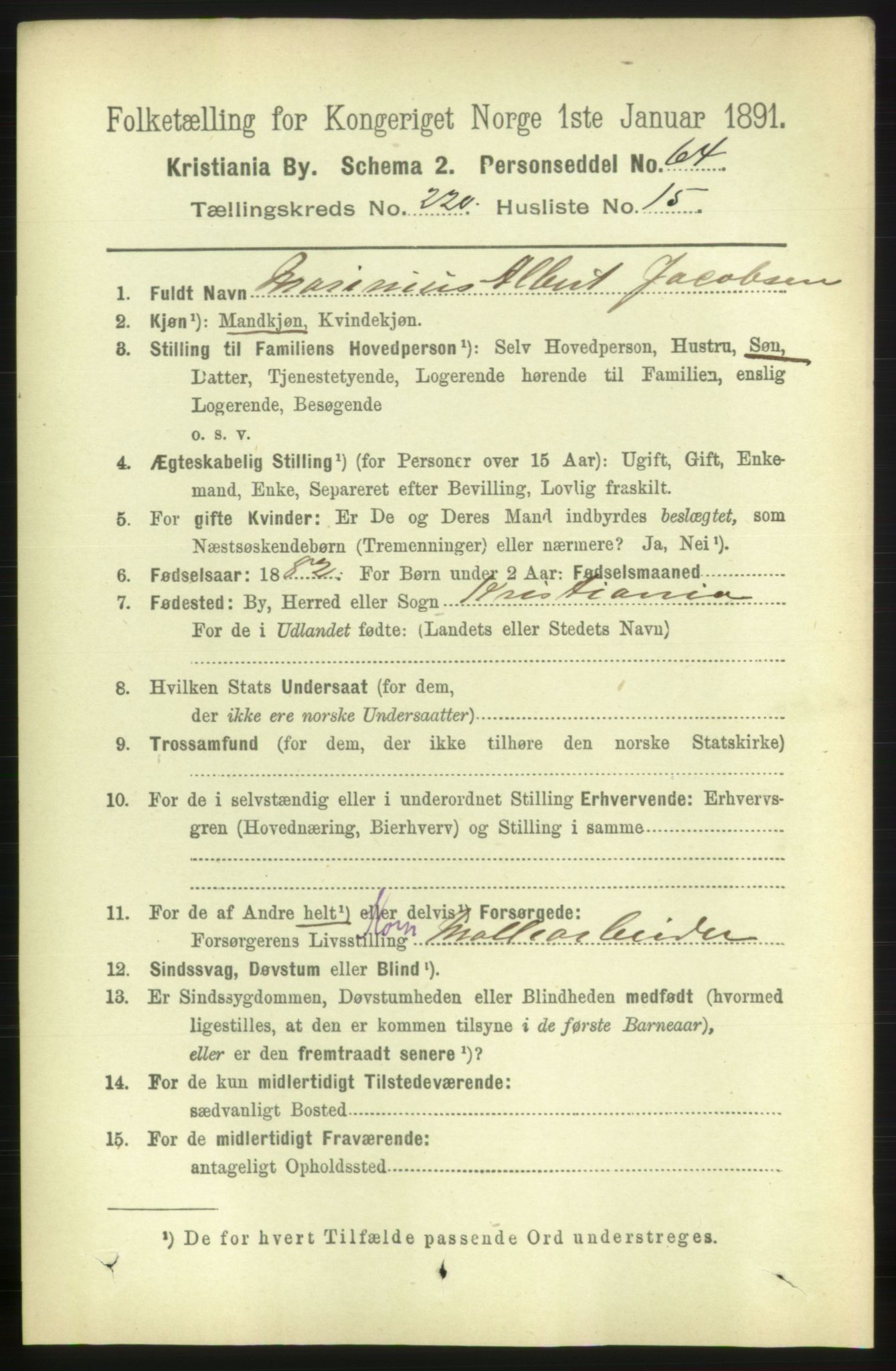 RA, 1891 census for 0301 Kristiania, 1891, p. 131462