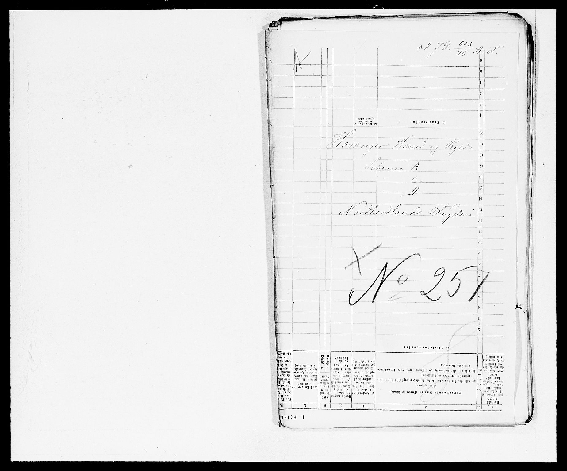 SAB, 1875 census for 1253P Hosanger, 1875, p. 1