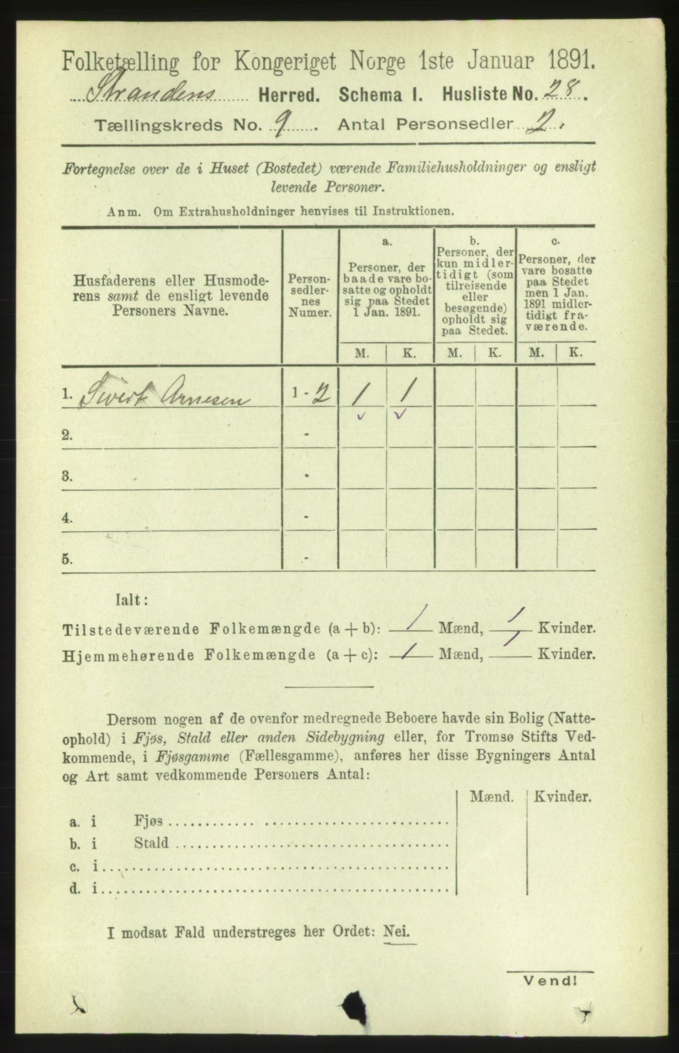 RA, 1891 census for 1525 Stranda, 1891, p. 2195