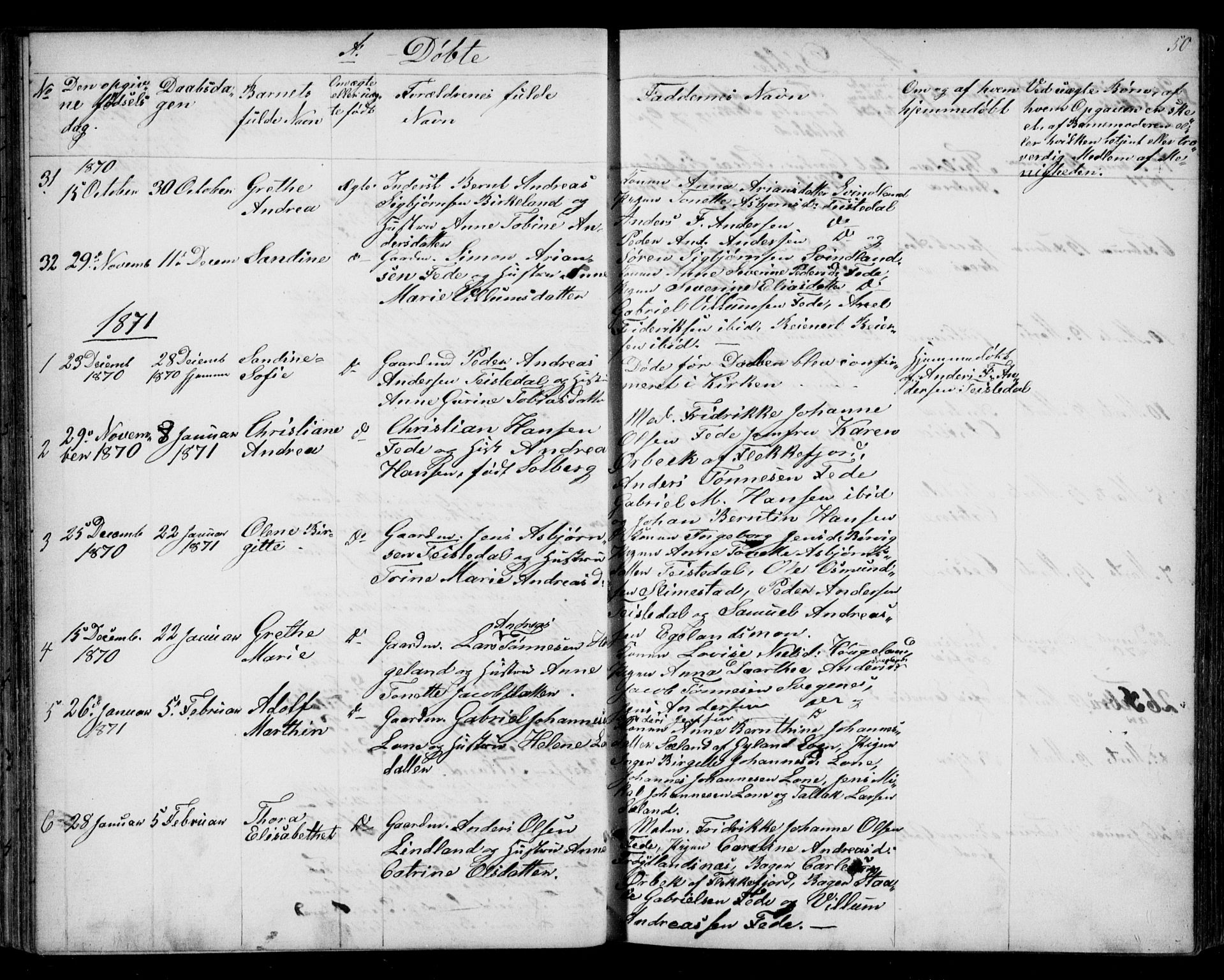 Kvinesdal sokneprestkontor, AV/SAK-1111-0026/F/Fb/Fba/L0003: Parish register (copy) no. B 3, 1858-1893, p. 50