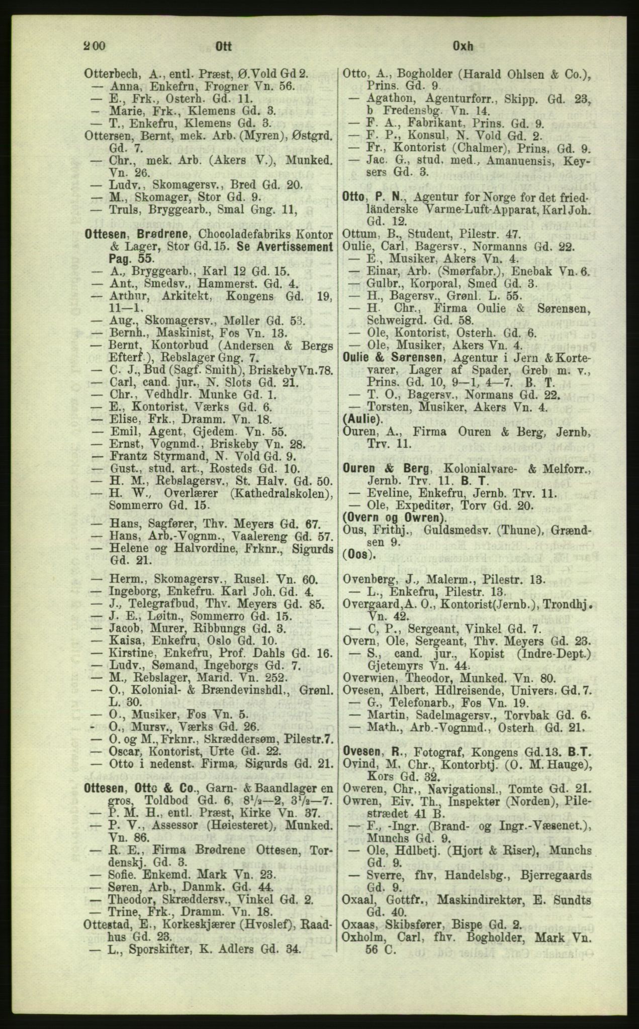 Kristiania/Oslo adressebok, PUBL/-, 1884, p. 200