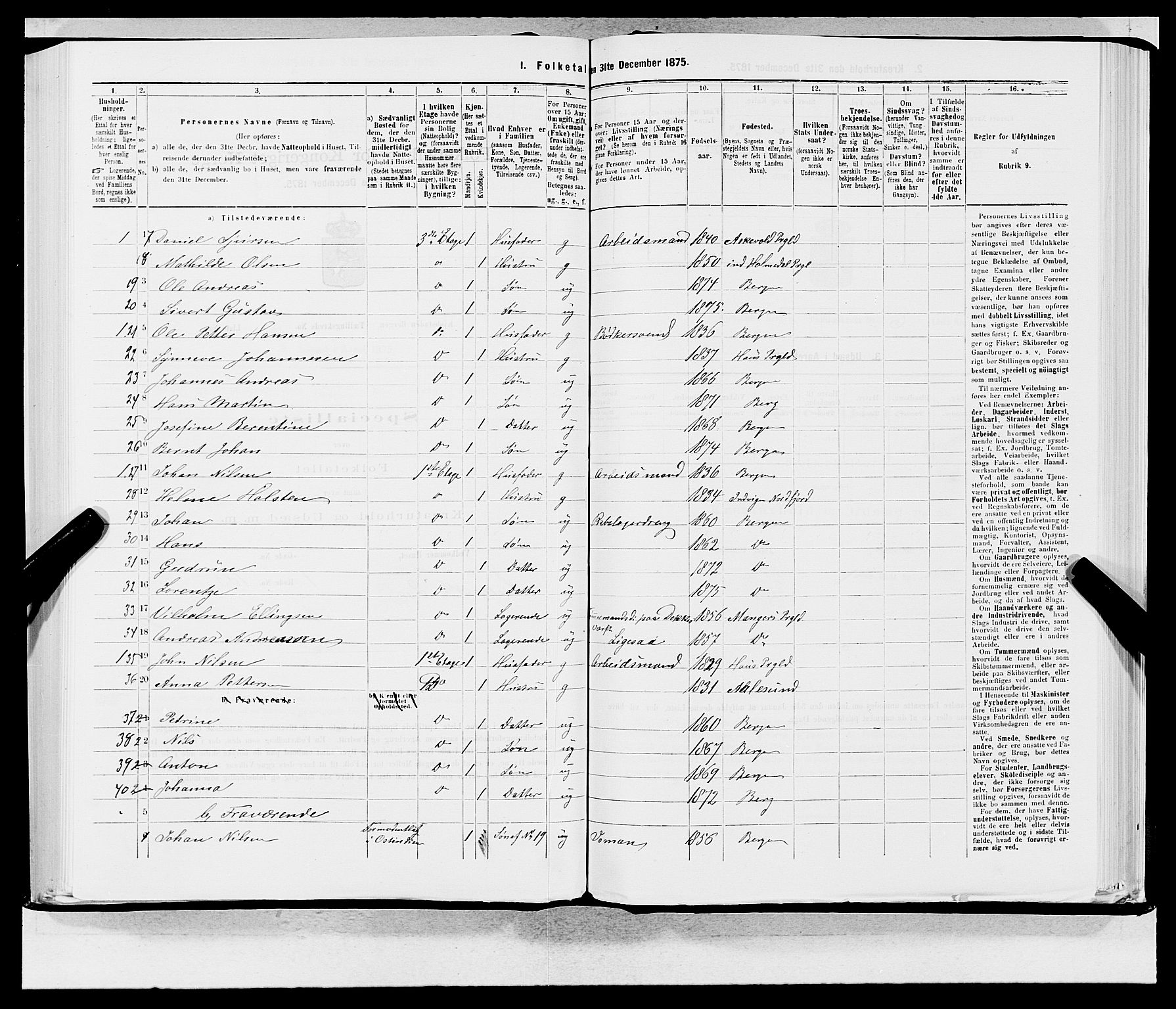 SAB, 1875 census for 1301 Bergen, 1875, p. 210