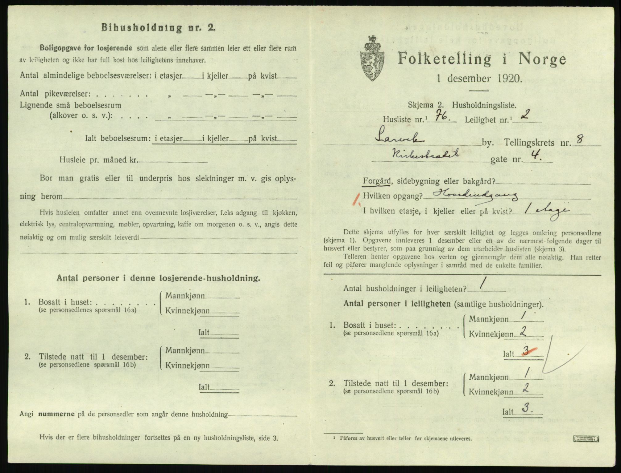 SAKO, 1920 census for Larvik, 1920, p. 6832