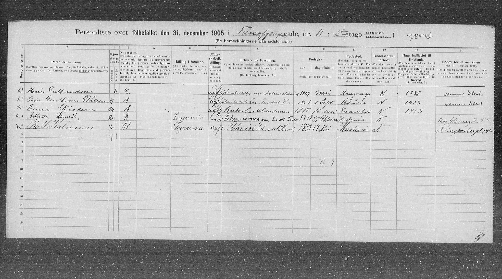 OBA, Municipal Census 1905 for Kristiania, 1905, p. 12529