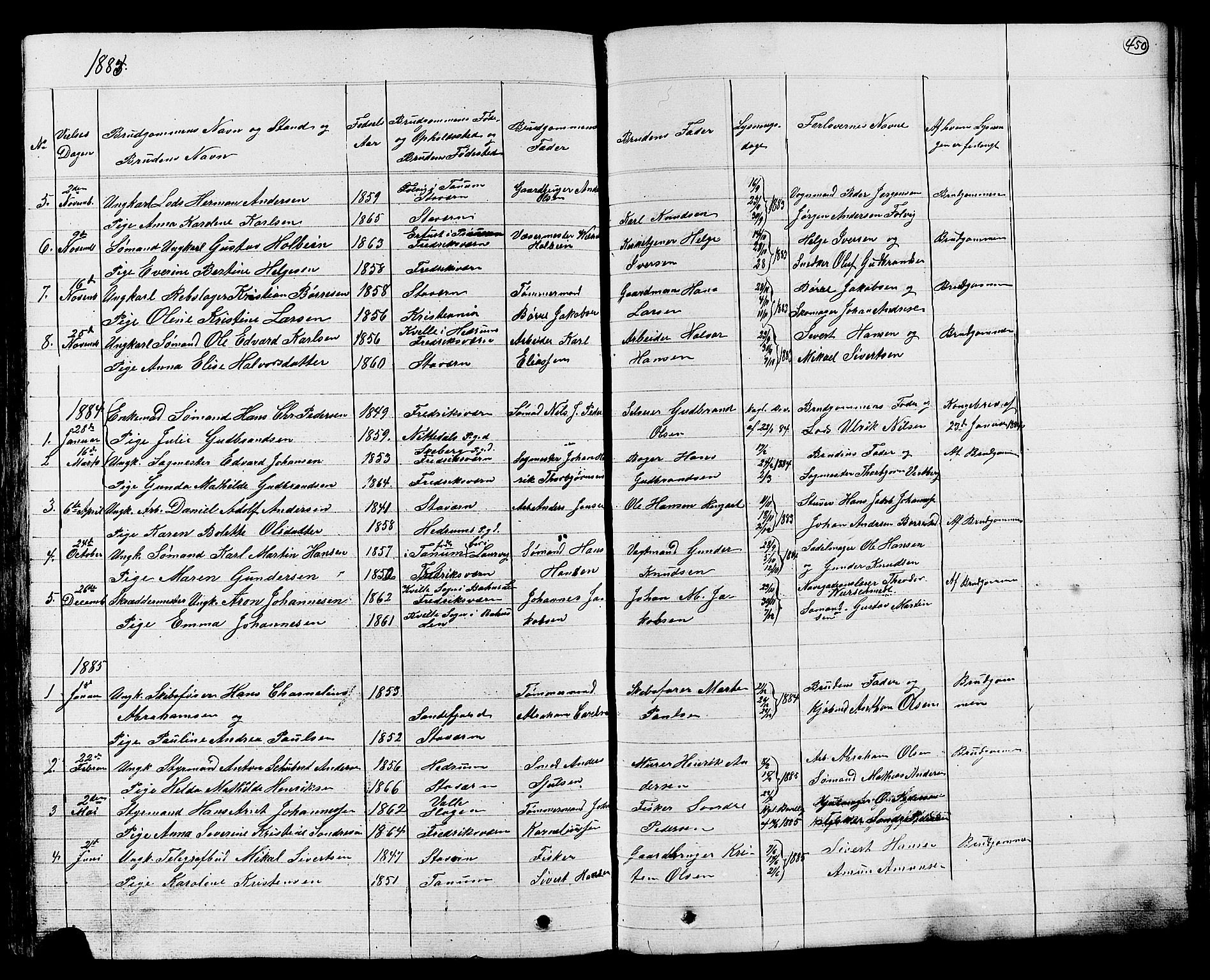 Stavern kirkebøker, AV/SAKO-A-318/G/Ga/L0002: Parish register (copy) no. 2, 1839-1909, p. 450