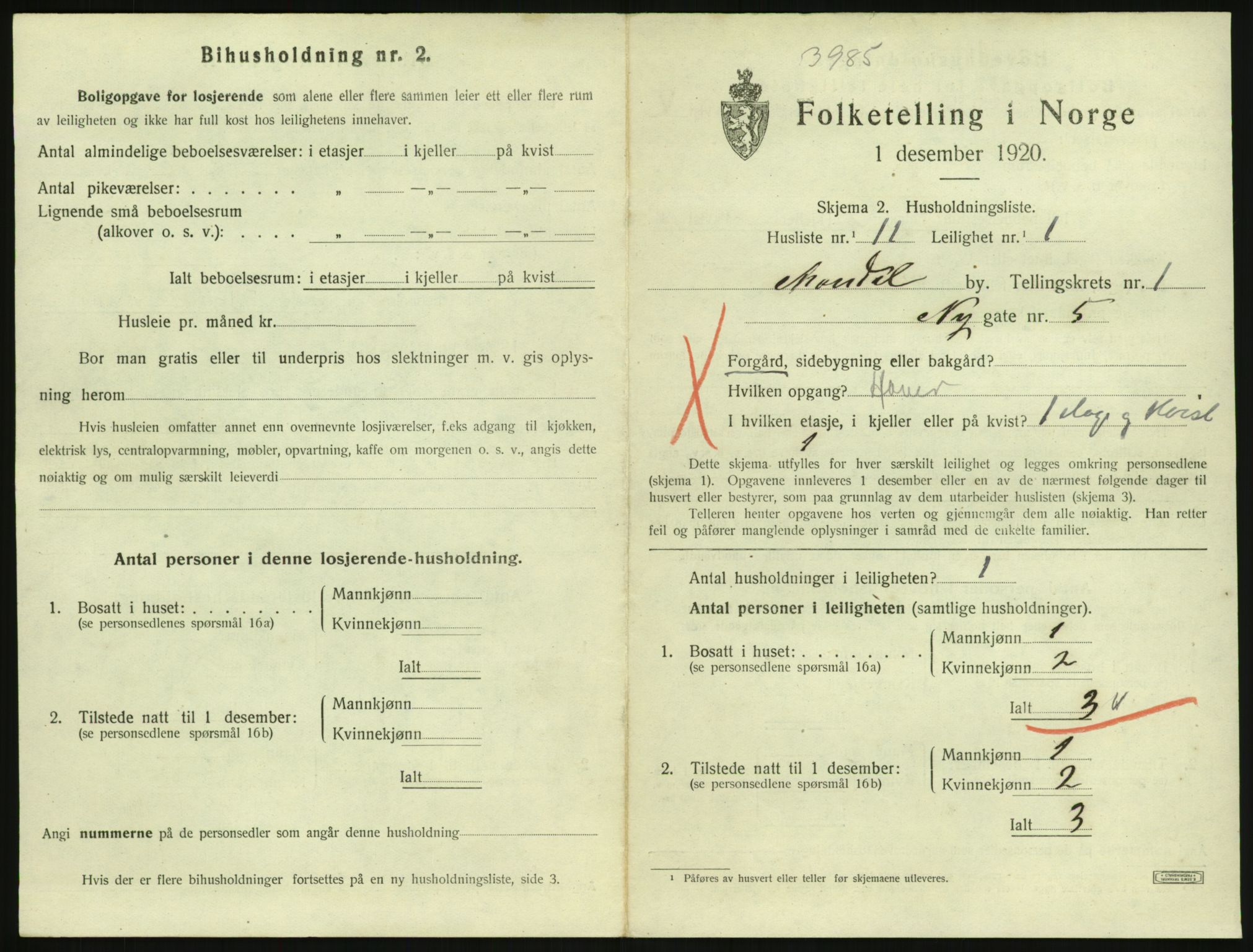SAK, 1920 census for Mandal, 1920, p. 1459
