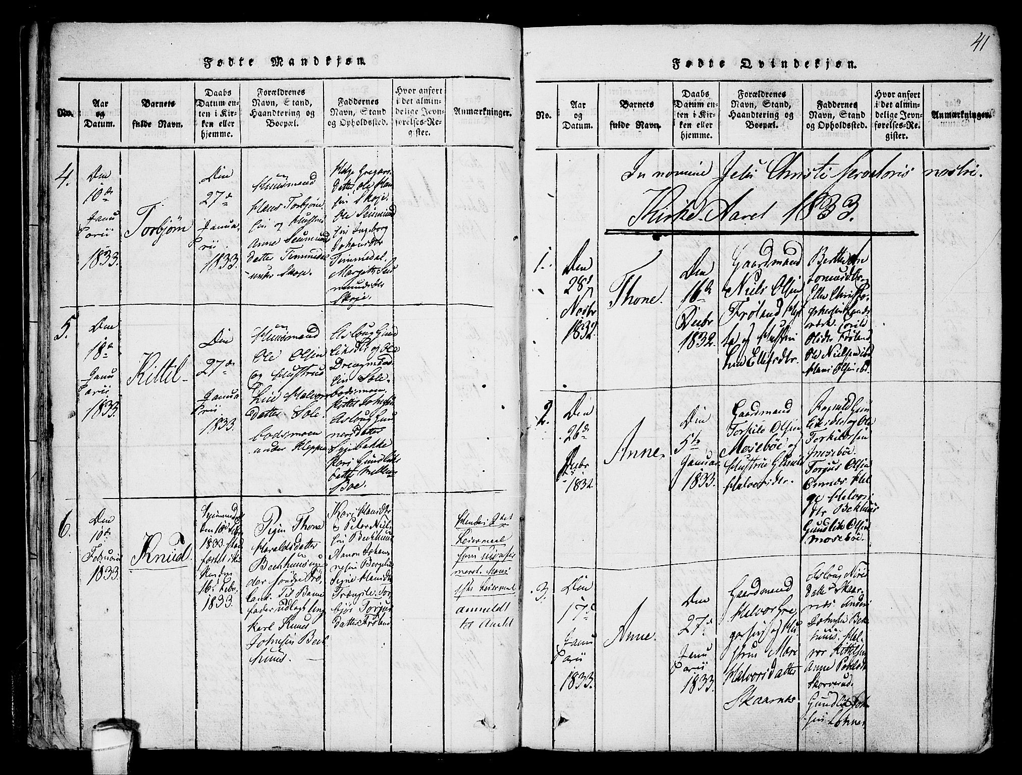 Hjartdal kirkebøker, SAKO/A-270/F/Fb/L0001: Parish register (official) no. II 1, 1815-1843, p. 41