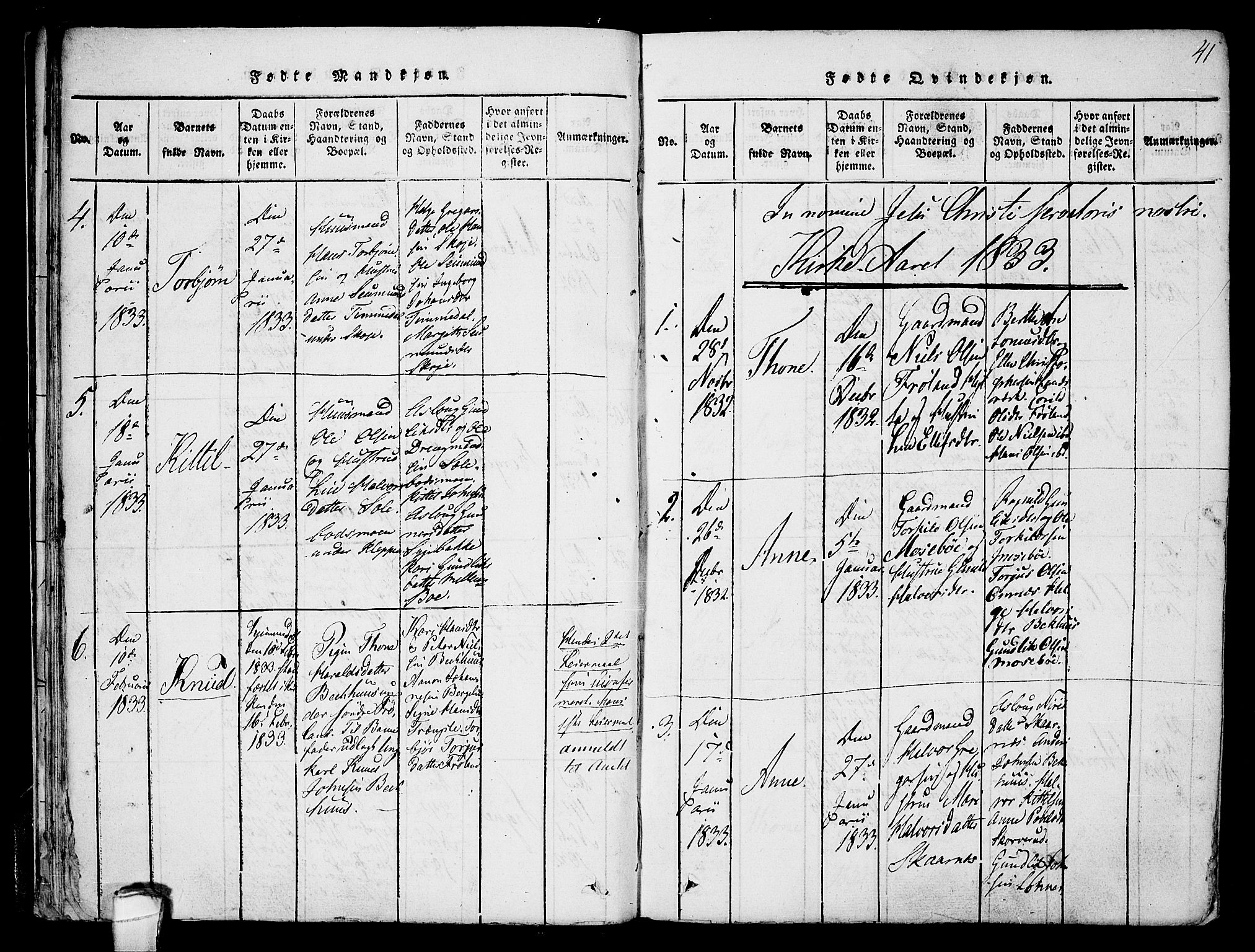 Hjartdal kirkebøker, AV/SAKO-A-270/F/Fb/L0001: Parish register (official) no. II 1, 1815-1843, p. 41