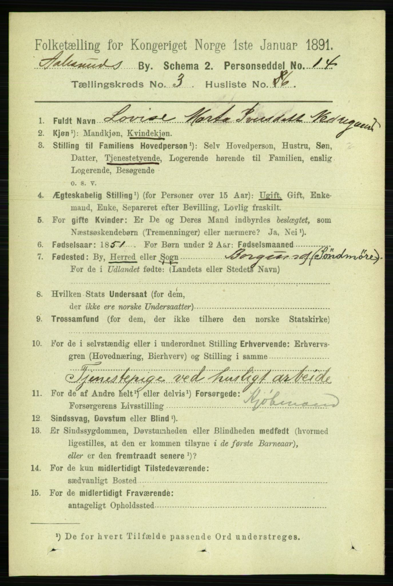 RA, 1891 census for 1501 Ålesund, 1891, p. 2338