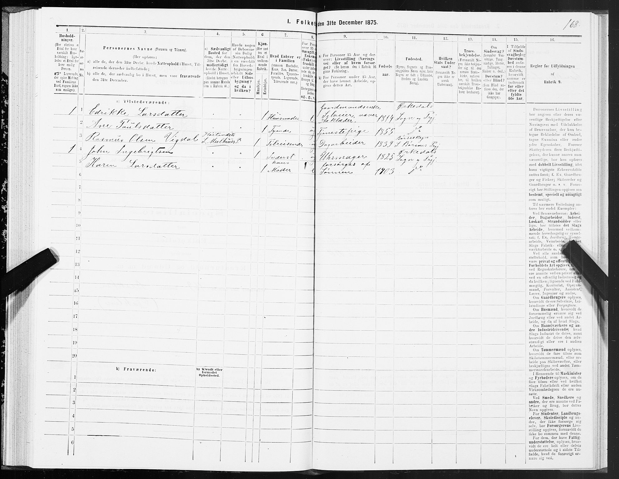 SAT, 1875 census for 1638P Orkdal, 1875, p. 4168