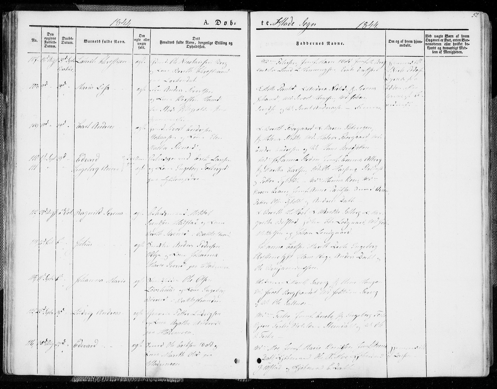 Ministerialprotokoller, klokkerbøker og fødselsregistre - Sør-Trøndelag, AV/SAT-A-1456/606/L0290: Parish register (official) no. 606A05, 1841-1847, p. 52