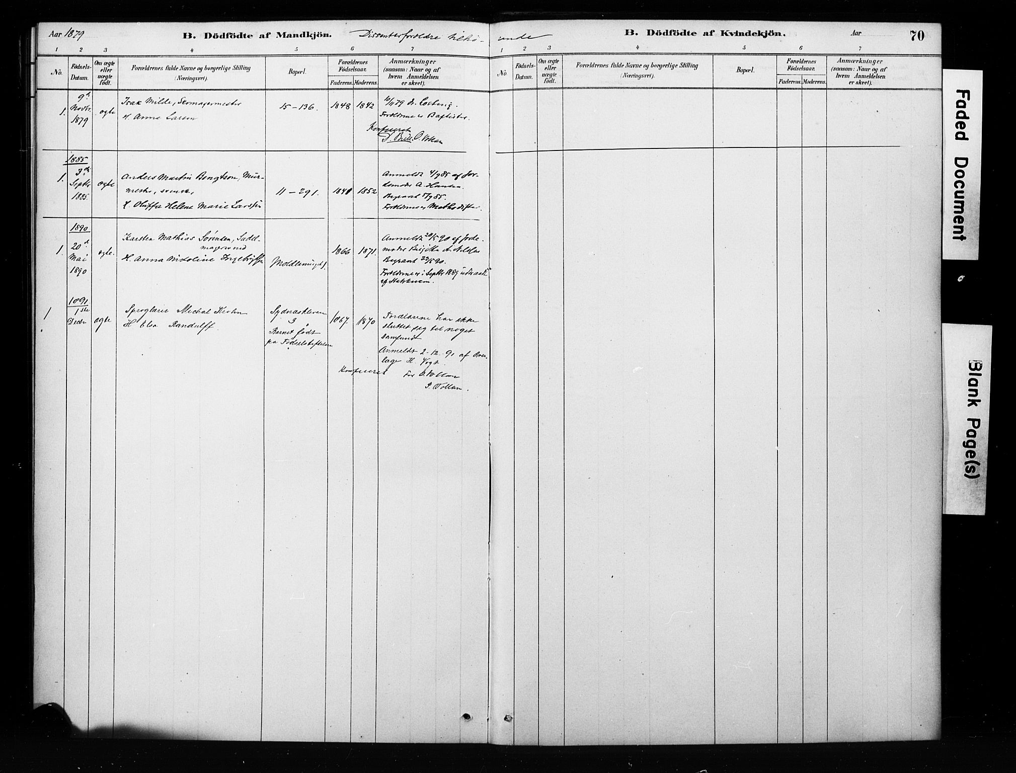 Domkirken sokneprestembete, SAB/A-74801/H/Hab/L0045: Parish register (copy) no. G 1, 1878-1916, p. 70