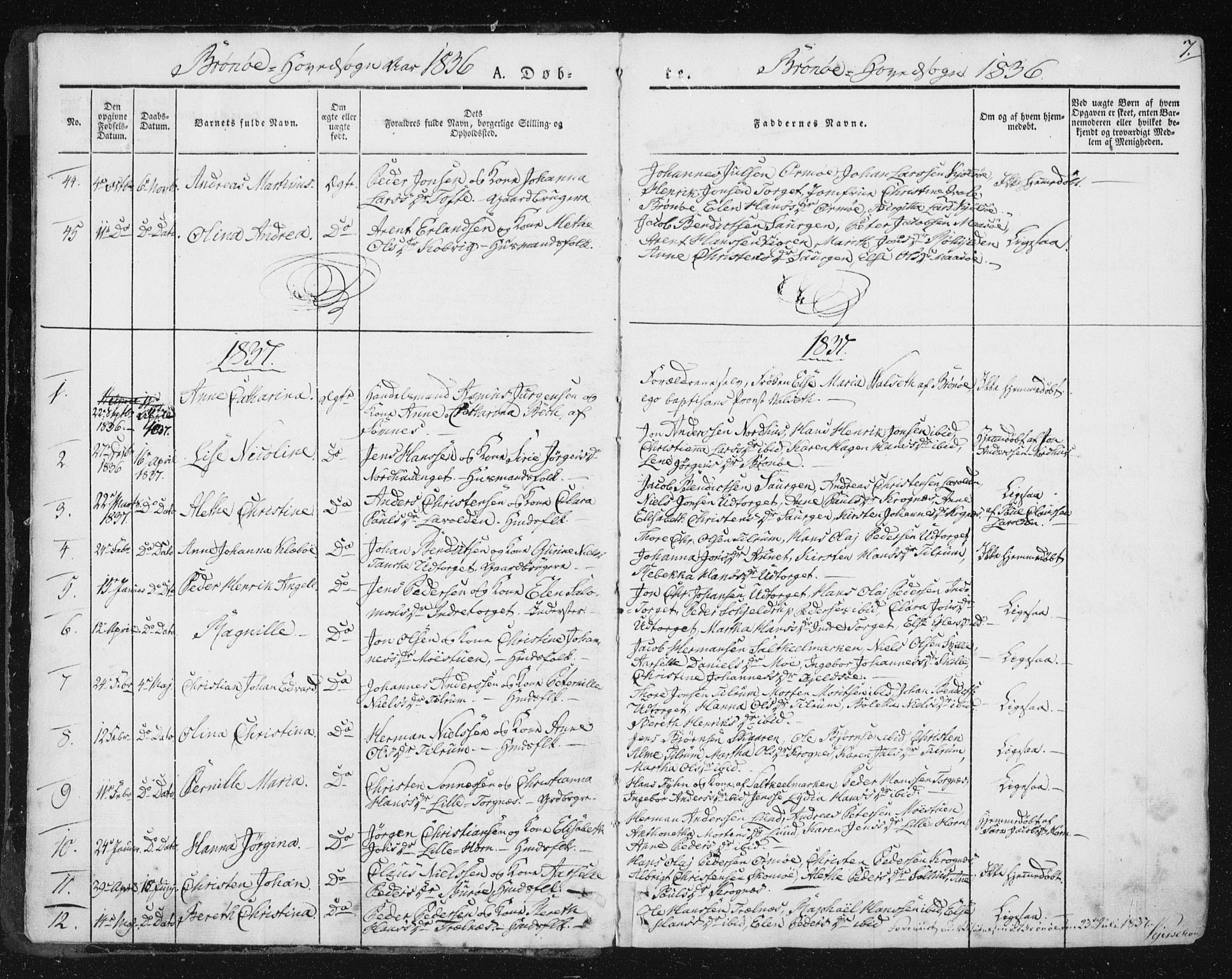 Ministerialprotokoller, klokkerbøker og fødselsregistre - Nordland, SAT/A-1459/813/L0198: Parish register (official) no. 813A08, 1834-1874, p. 7