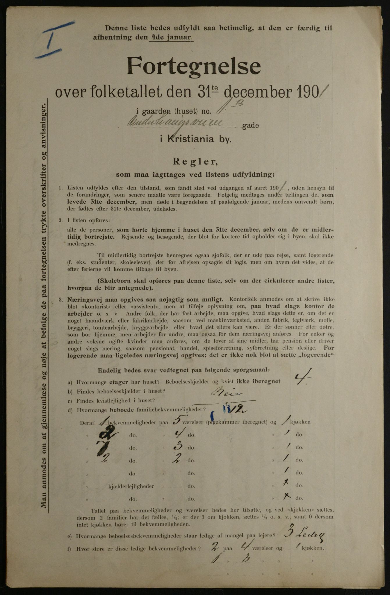 OBA, Municipal Census 1901 for Kristiania, 1901, p. 18392