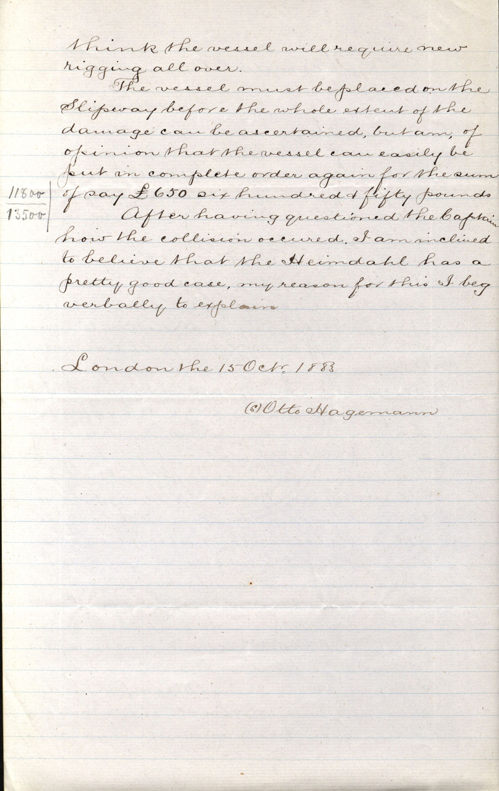 Pa 63 - Østlandske skibsassuranceforening, VEMU/A-1079/G/Ga/L0016/0017: Havaridokumenter / Andover, Hans, Heimdal, 1883, p. 28