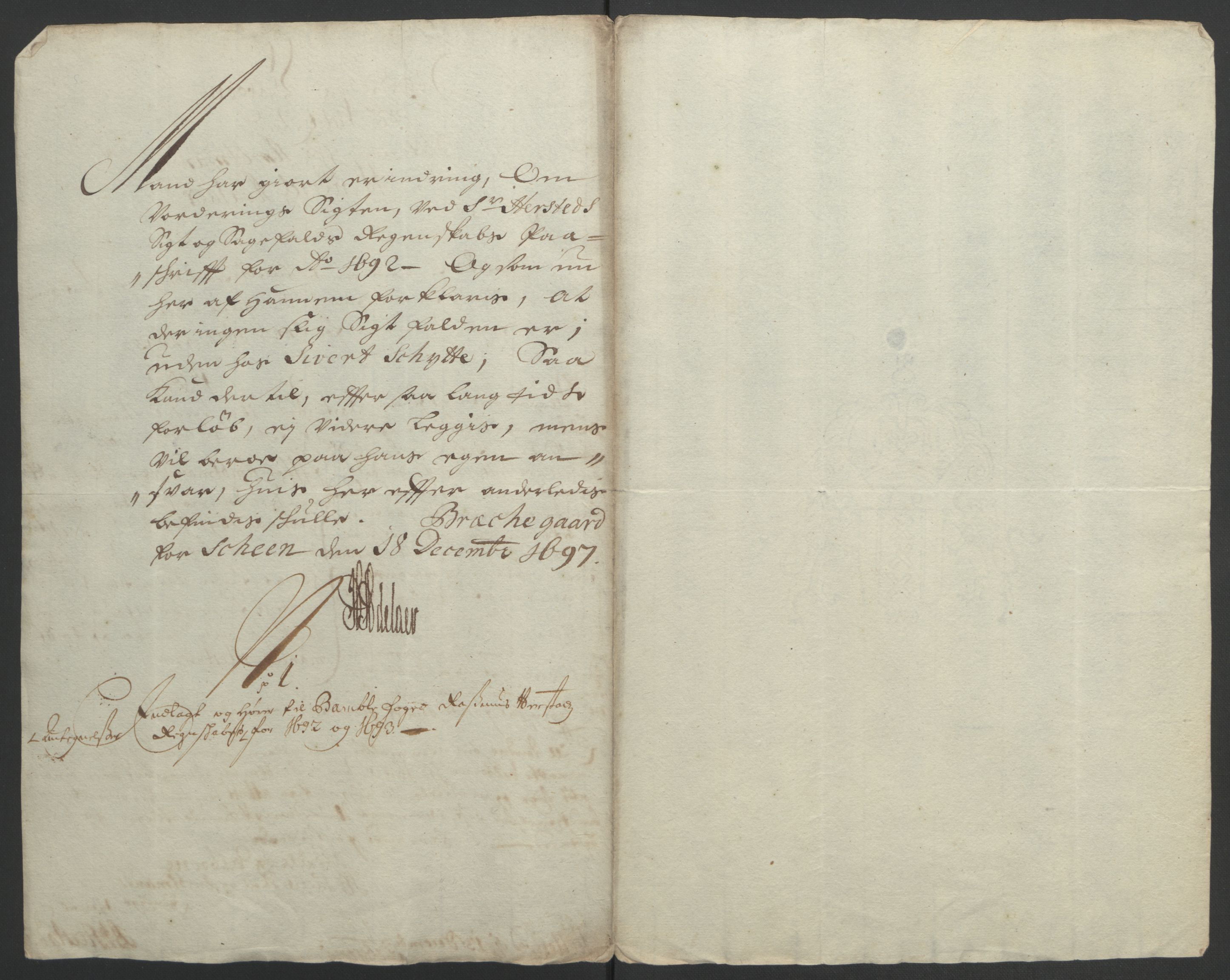 Rentekammeret inntil 1814, Reviderte regnskaper, Fogderegnskap, AV/RA-EA-4092/R34/L2053: Fogderegnskap Bamble, 1693, p. 324