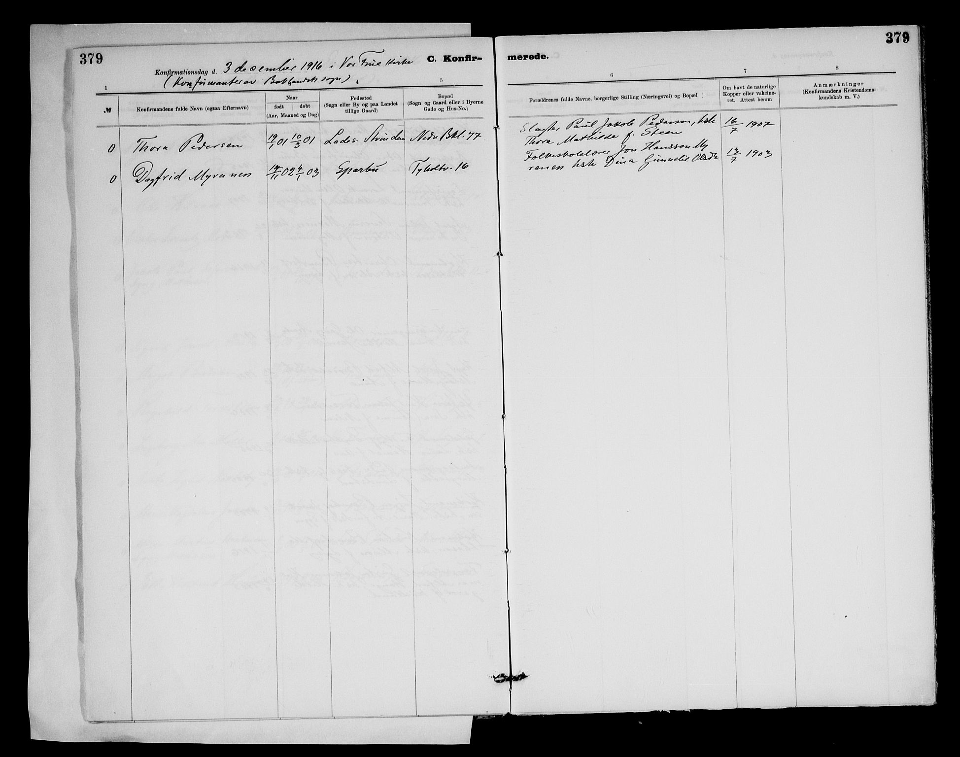 Ministerialprotokoller, klokkerbøker og fødselsregistre - Sør-Trøndelag, AV/SAT-A-1456/604/L0203: Parish register (official) no. 604A23, 1908-1916, p. 379