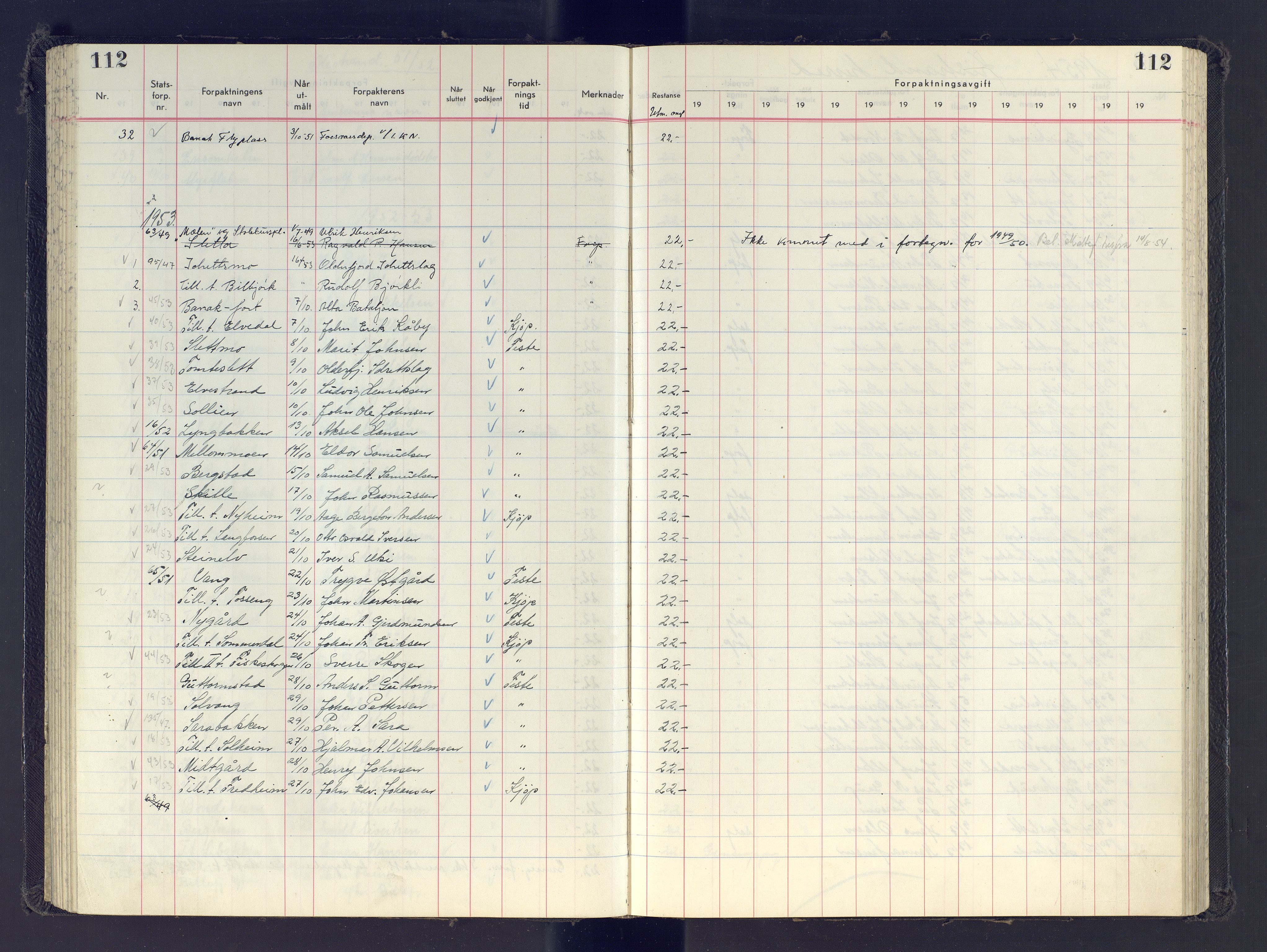 Finnmark jordsalgskommisjon/jordsalgskontor og Statskog SF Finnmark jordsalgskontor, AV/SATØ-S-1443/J/Jb/L0001: Protokoll for salg og forpaktning, 1948-1958, p. 112