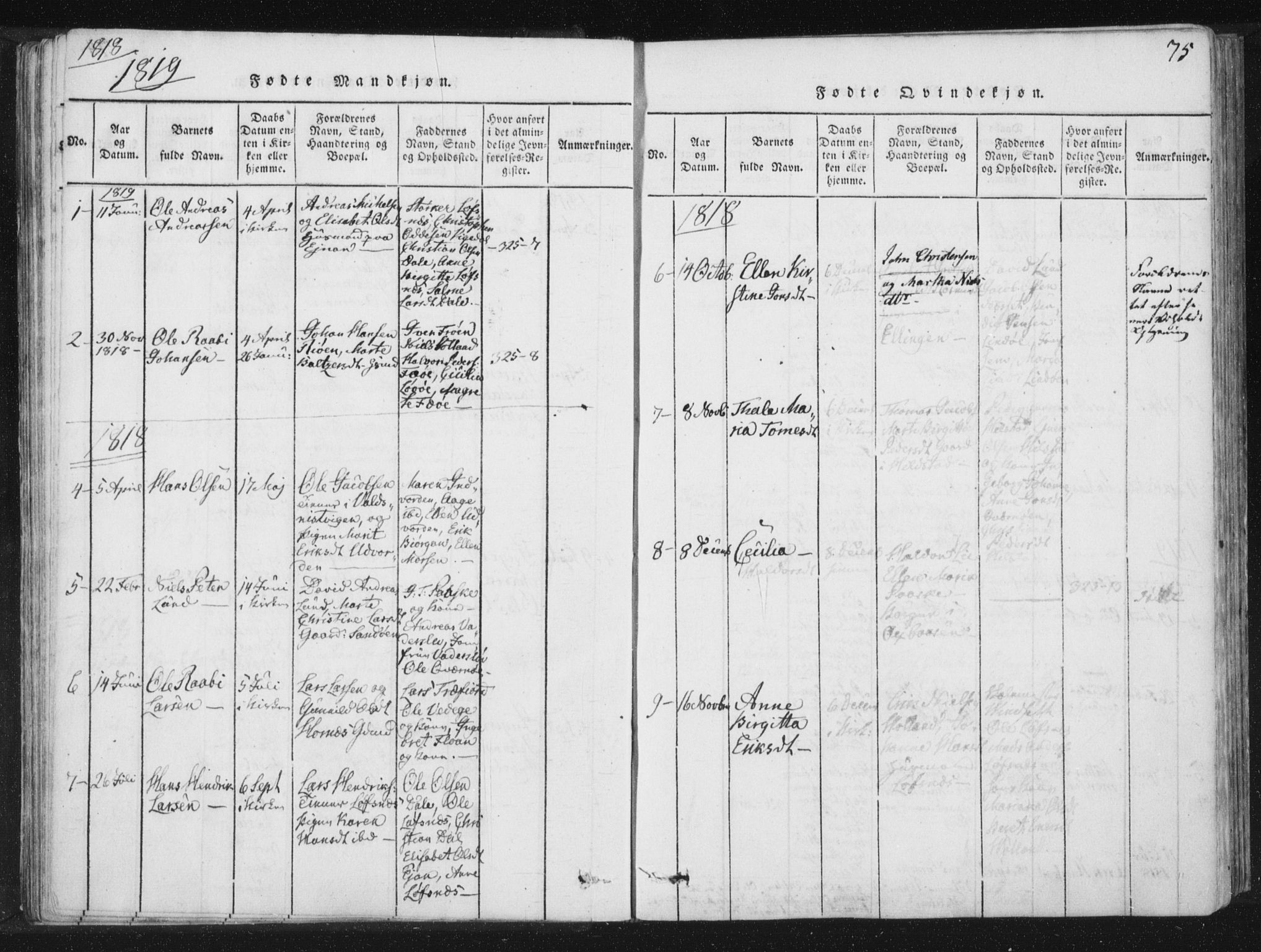 Ministerialprotokoller, klokkerbøker og fødselsregistre - Nord-Trøndelag, AV/SAT-A-1458/773/L0609: Parish register (official) no. 773A03 /3, 1815-1830, p. 75