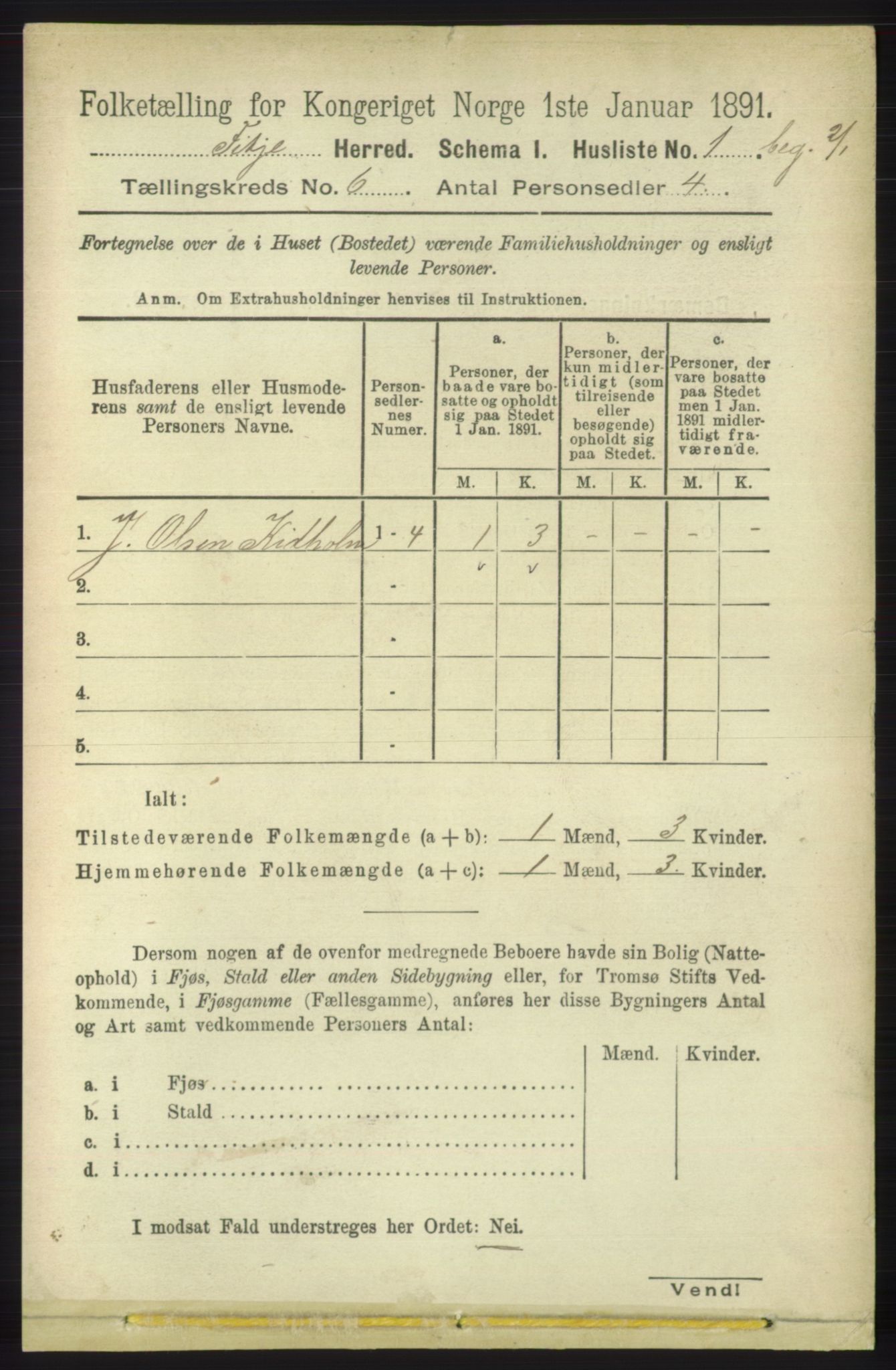 RA, 1891 census for 1222 Fitjar, 1891, p. 2318