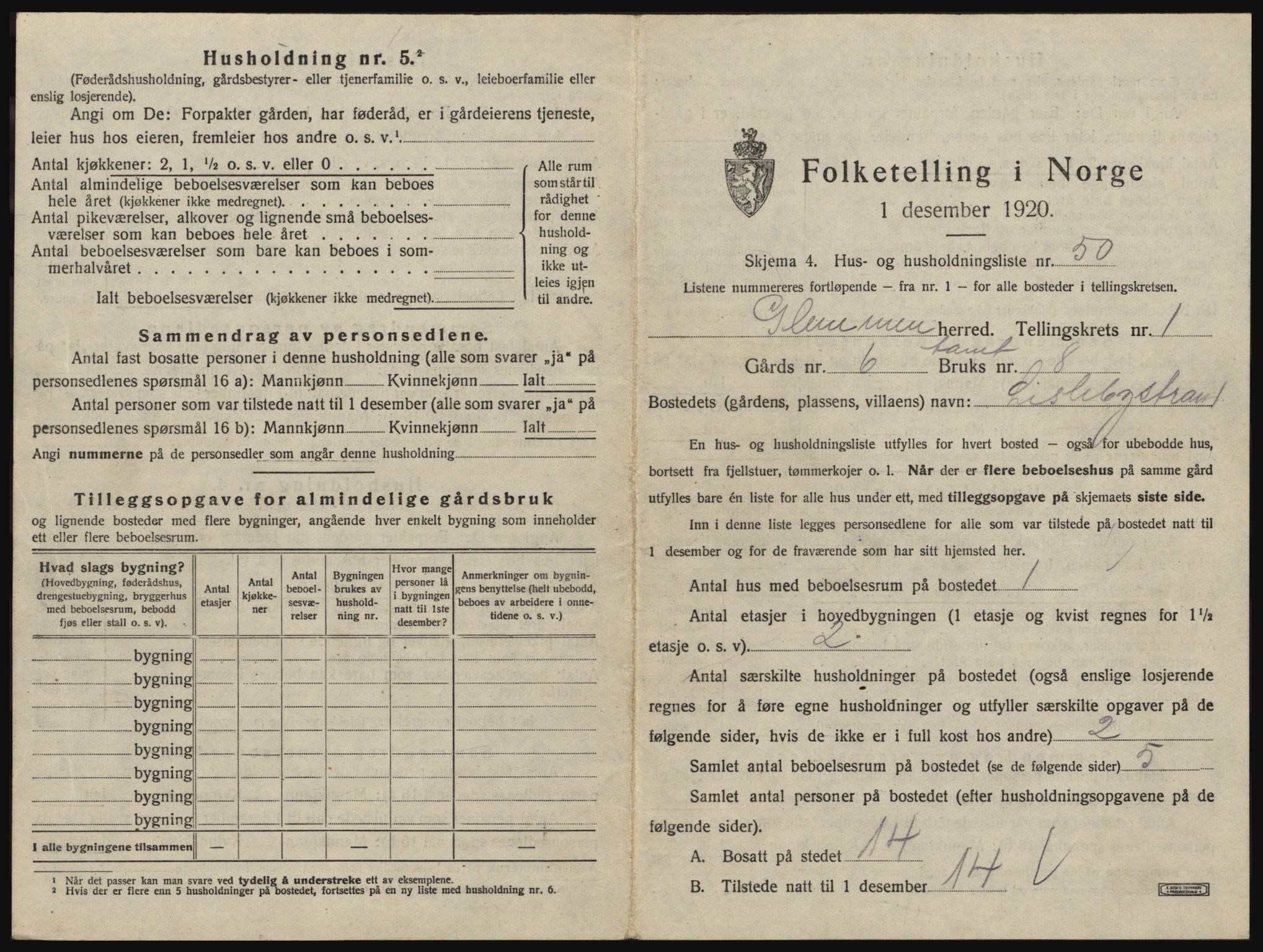 SAO, 1920 census for Glemmen, 1920, p. 161