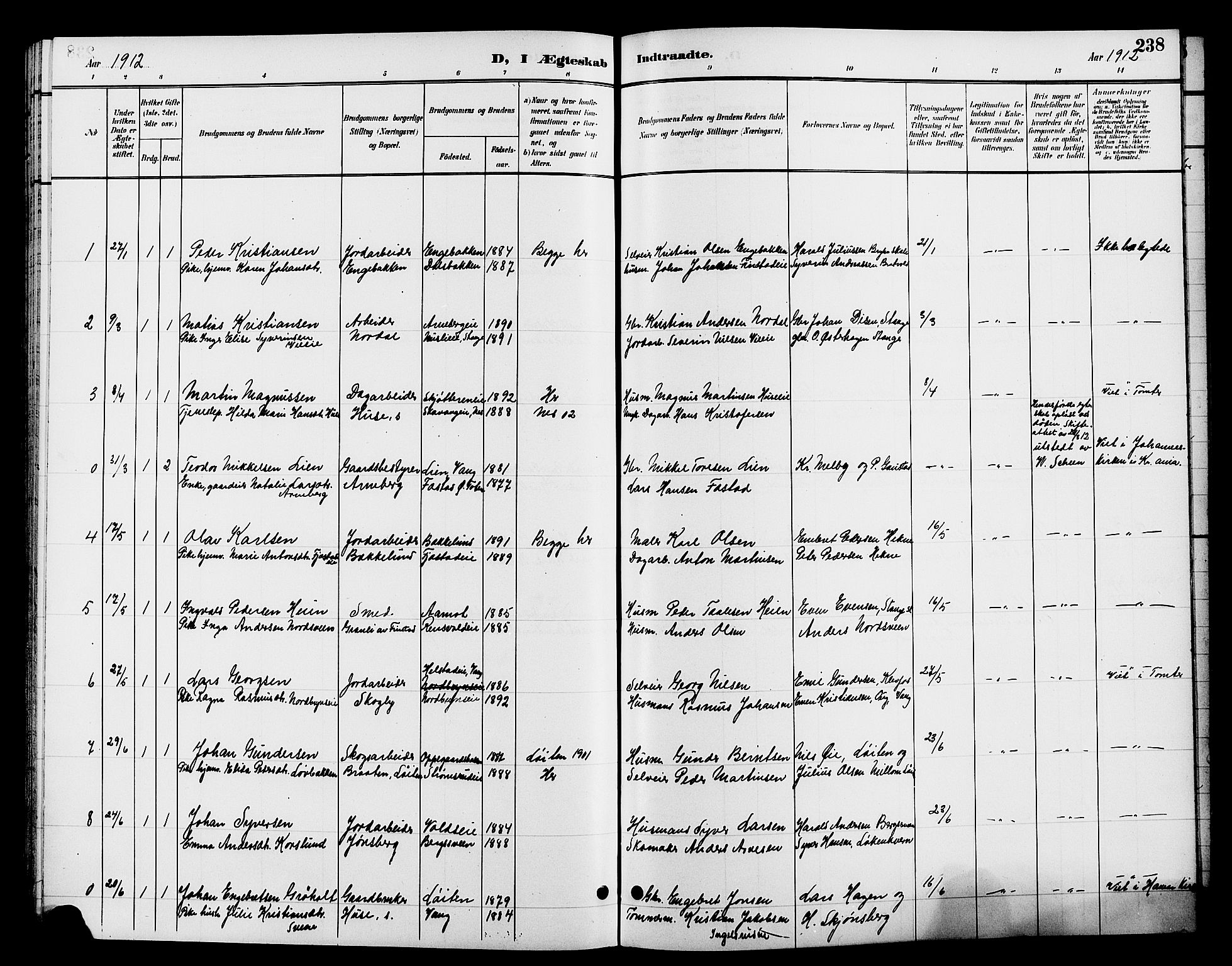 Romedal prestekontor, AV/SAH-PREST-004/L/L0012: Parish register (copy) no. 12, 1896-1914, p. 238