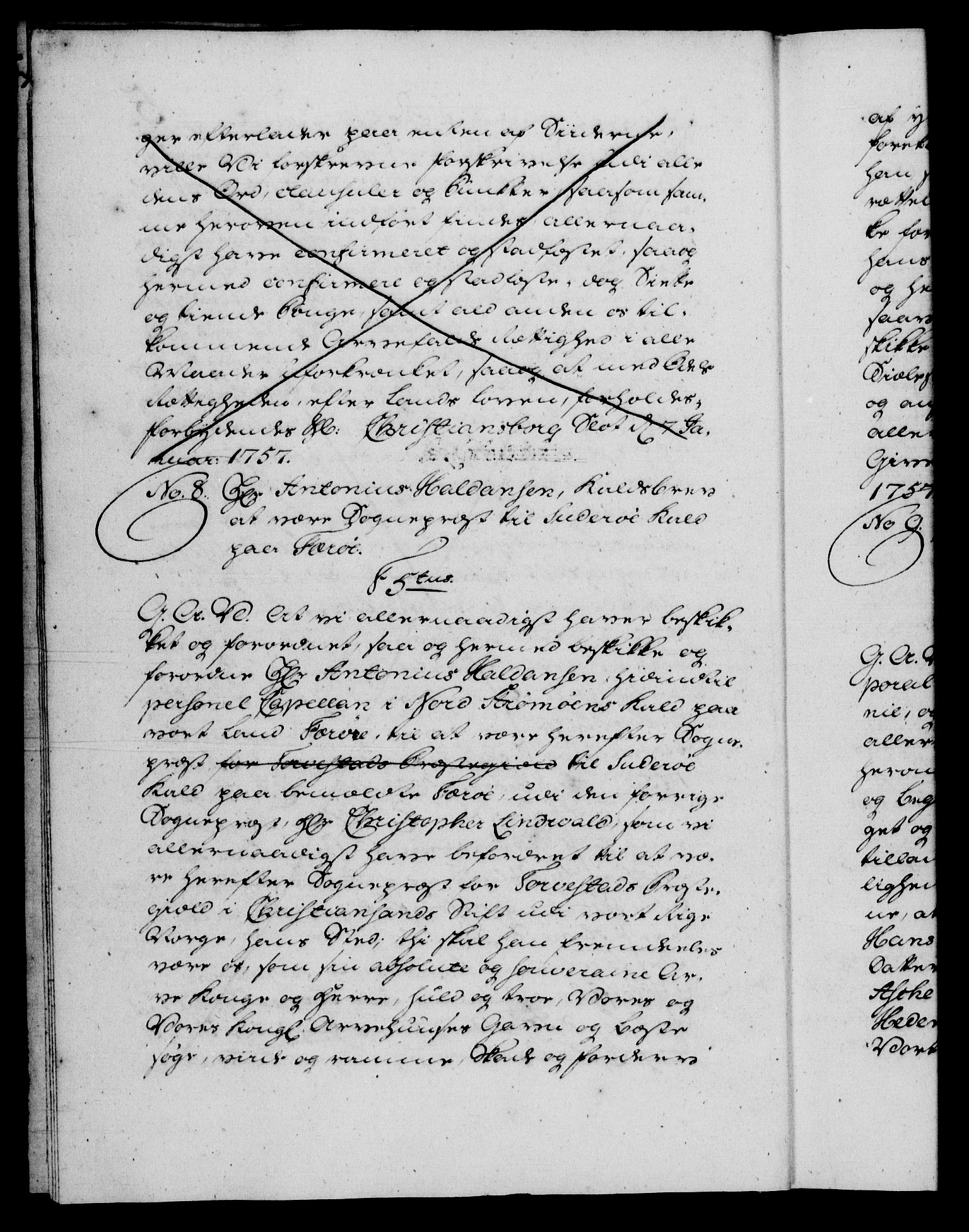 Danske Kanselli 1572-1799, AV/RA-EA-3023/F/Fc/Fca/Fcaa/L0040: Norske registre, 1757-1759, p. 5b